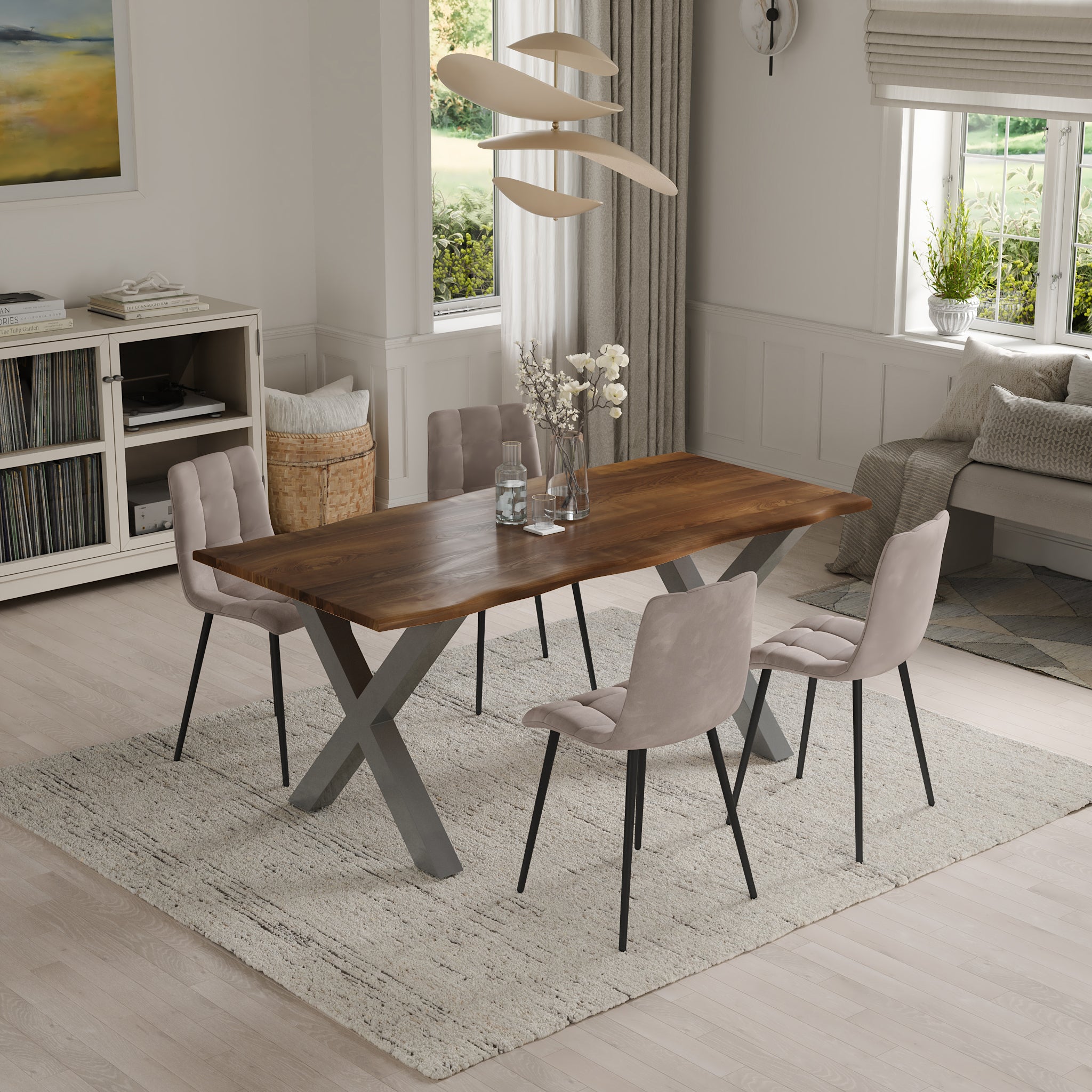 | #Farbe_nussbaumfarben | #Größe_80x80 | #Gestell_X-Gestell Silber