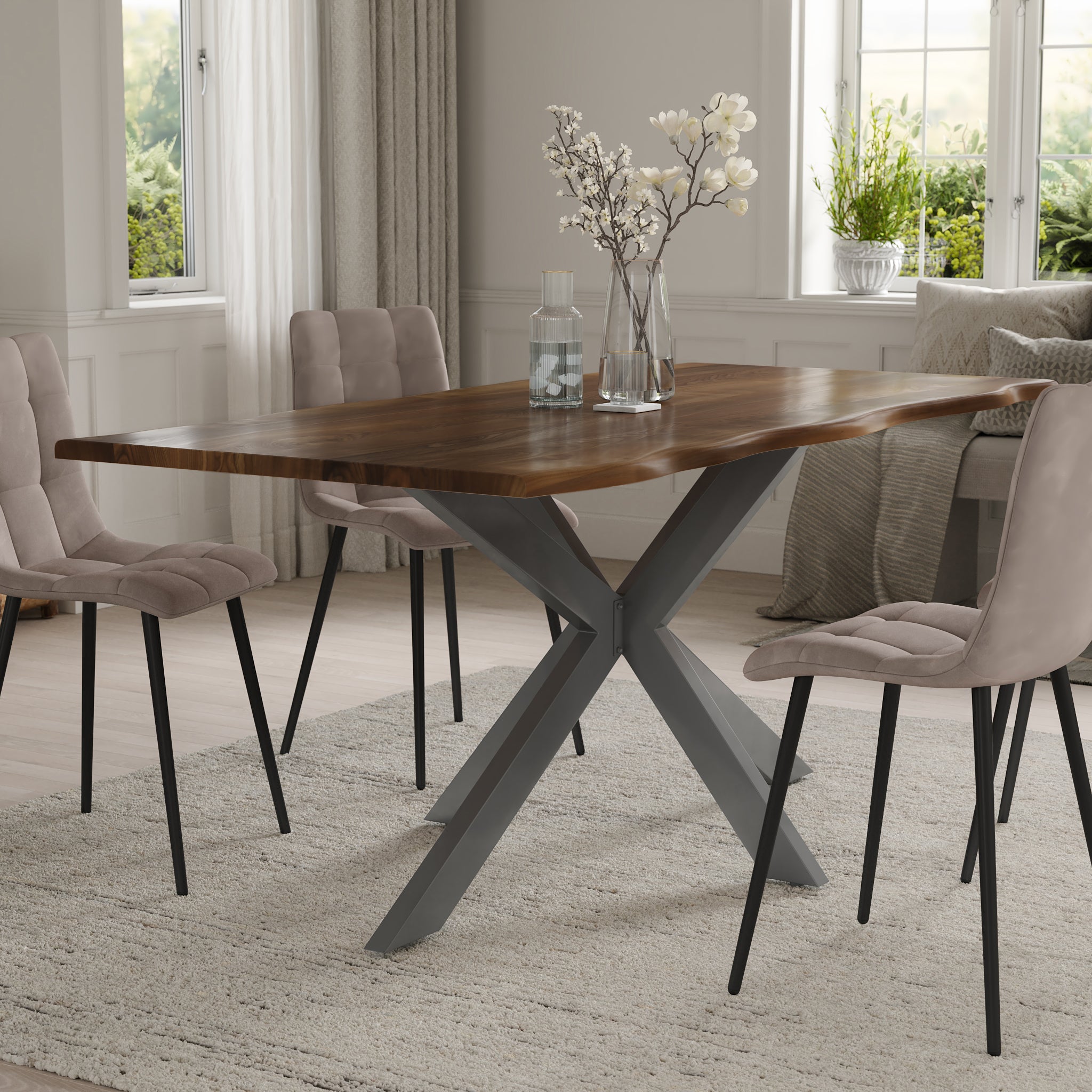 | #Farbe_nussbaumfarben | #Größe_220 cm | #Gestell_Spider-Gestell Silber