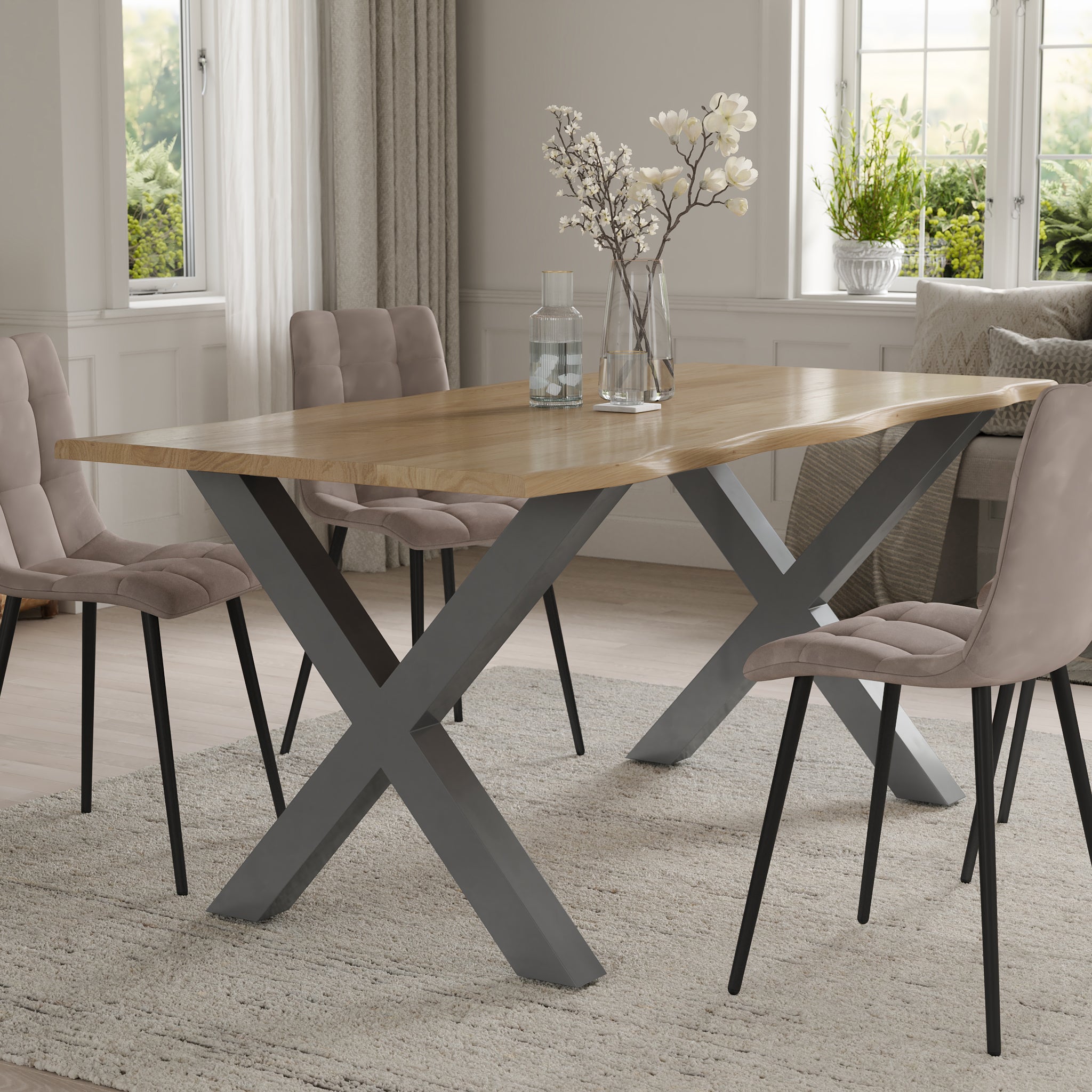 | #Farbe_eichefarben | #Größe_220 cm | #Gestell_X-Gestell Silber