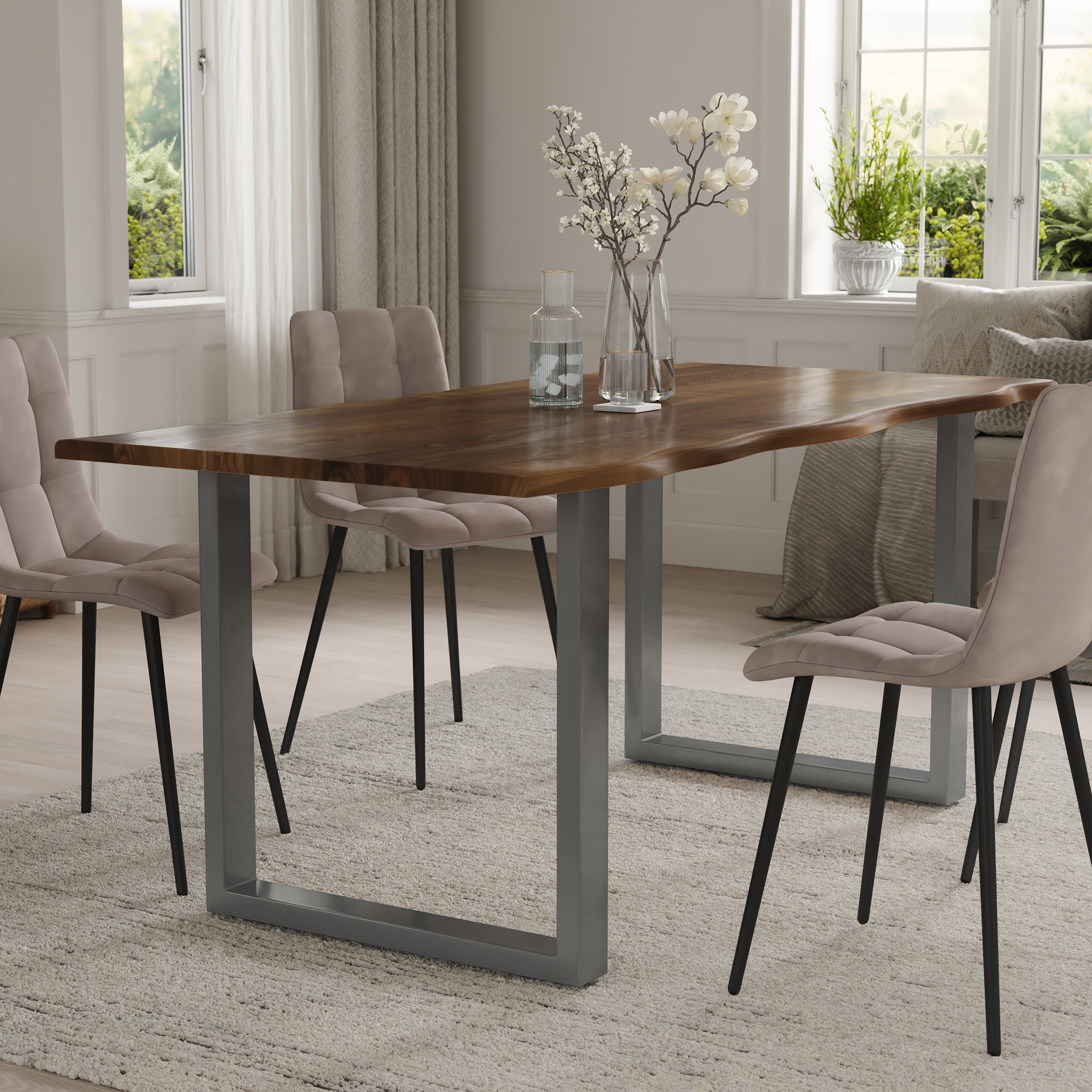 | #Farbe_nussbaumfarben | #Größe_220 cm | #Gestell_U-Gestell Silber