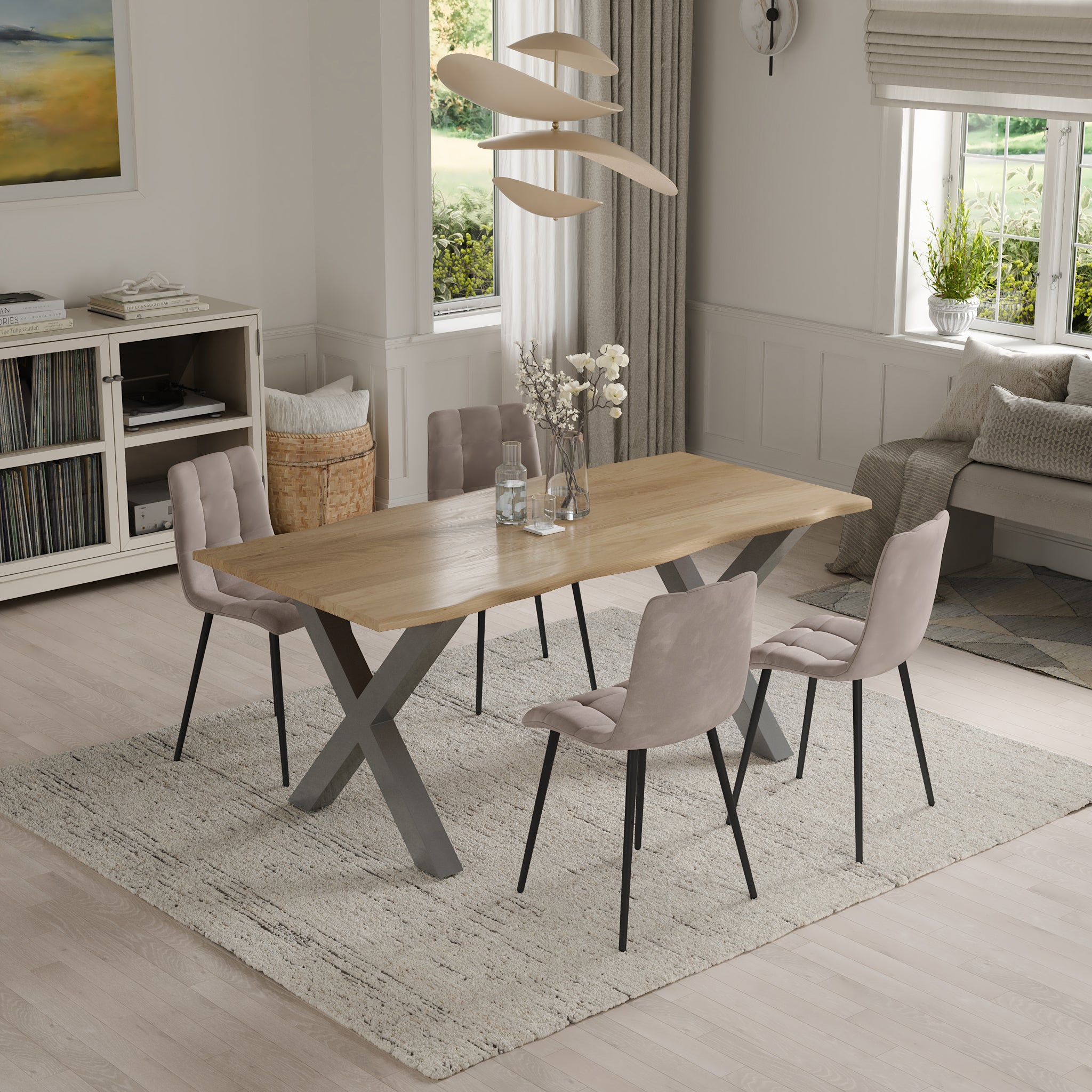 | #Farbe_eichenfarben | #Größe_180x90 | #Gestell_X-Gestell Silber