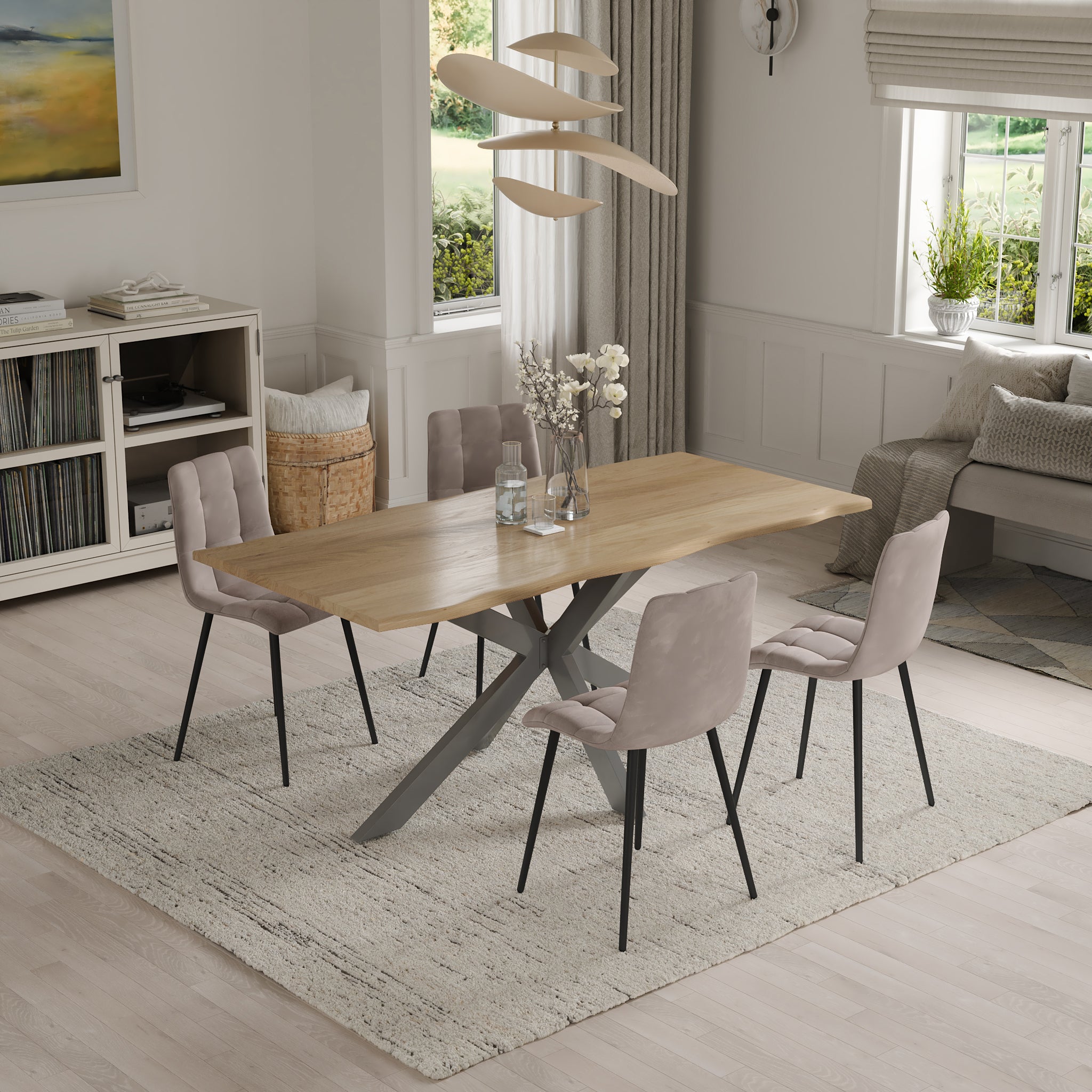 #Farbe_eichenfarben #Größe_140x80 #Gestell_Spider-Gestell Silber