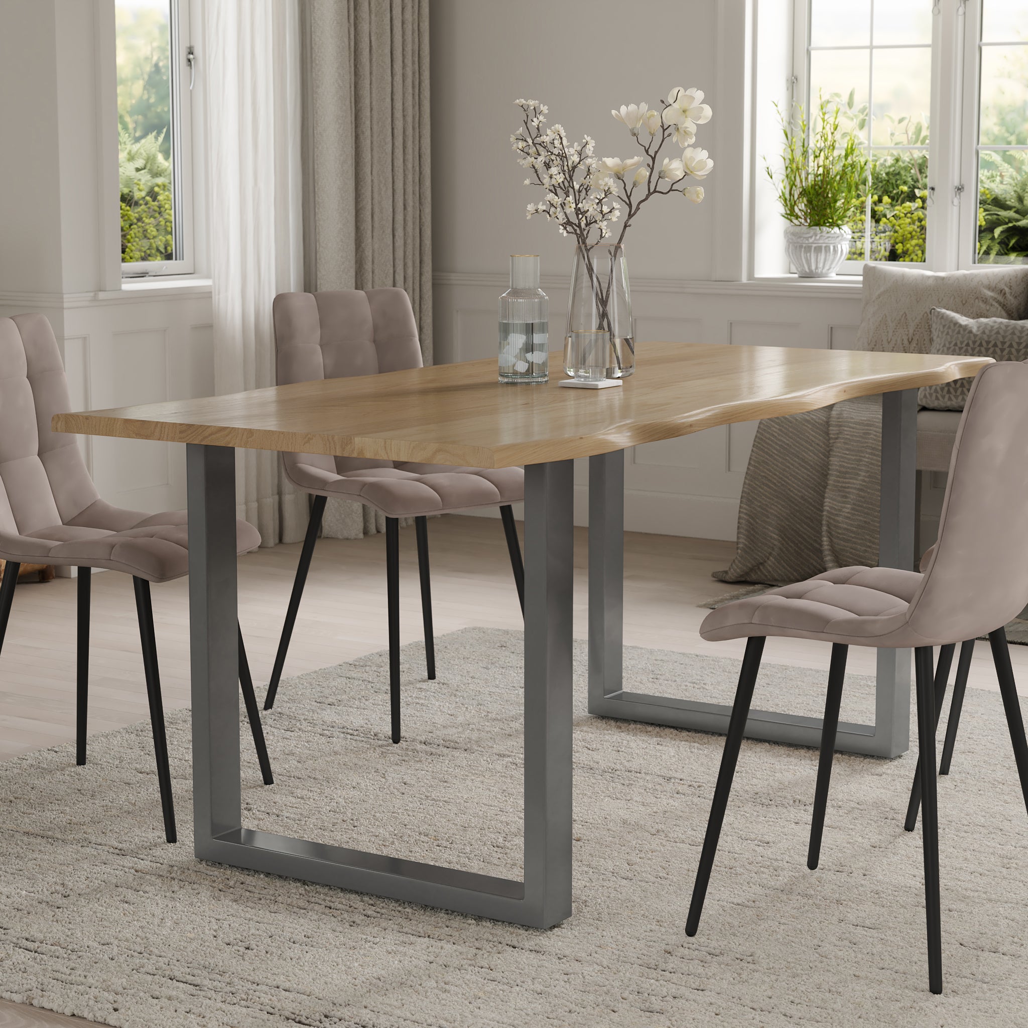 | #Farbe_eichenfarben | #Größe_180x90 | #Gestell_U-Gestell Silber