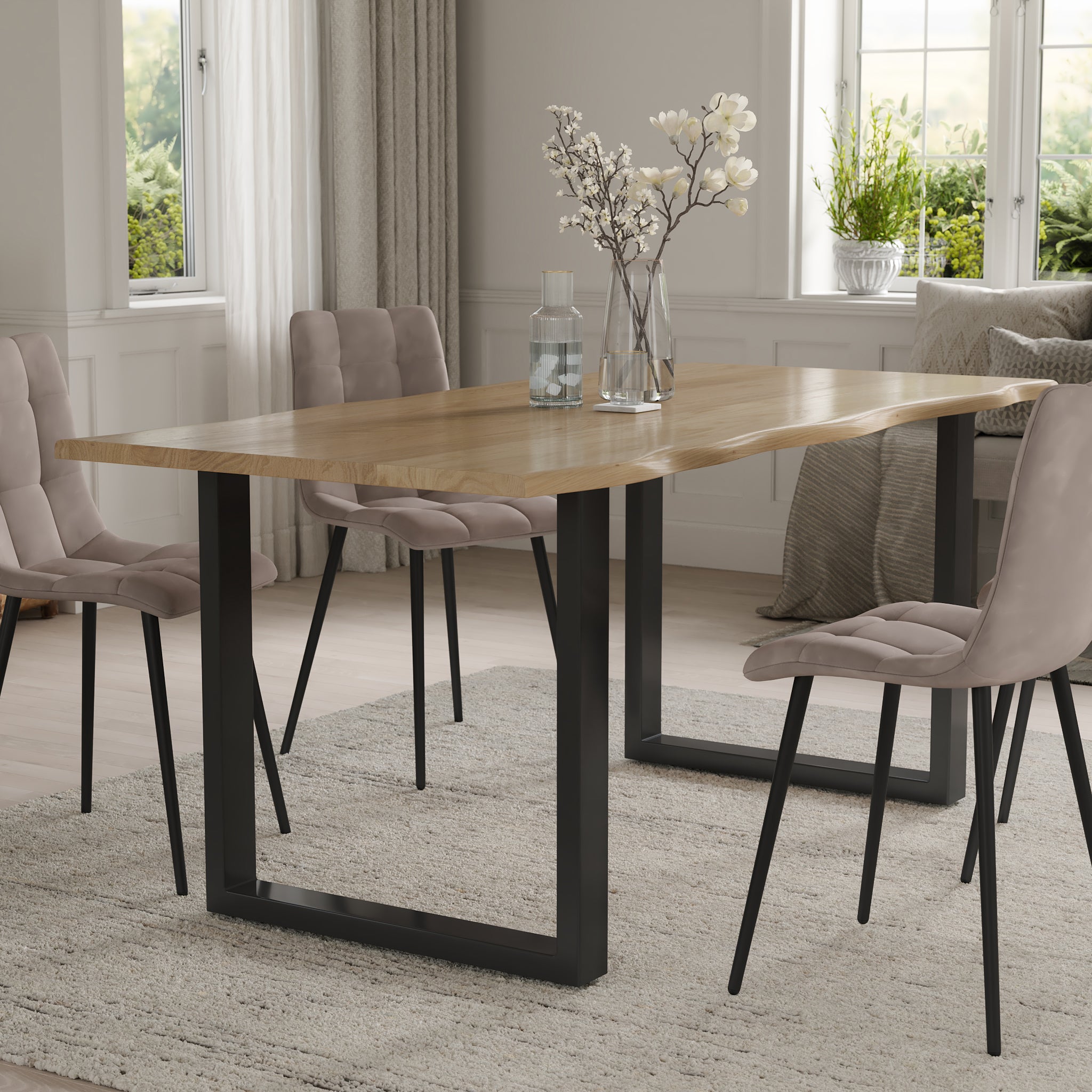 | #Farbe_eichenfarben | #Größe_180x90 | #Gestell_U-Gestell Schwarz