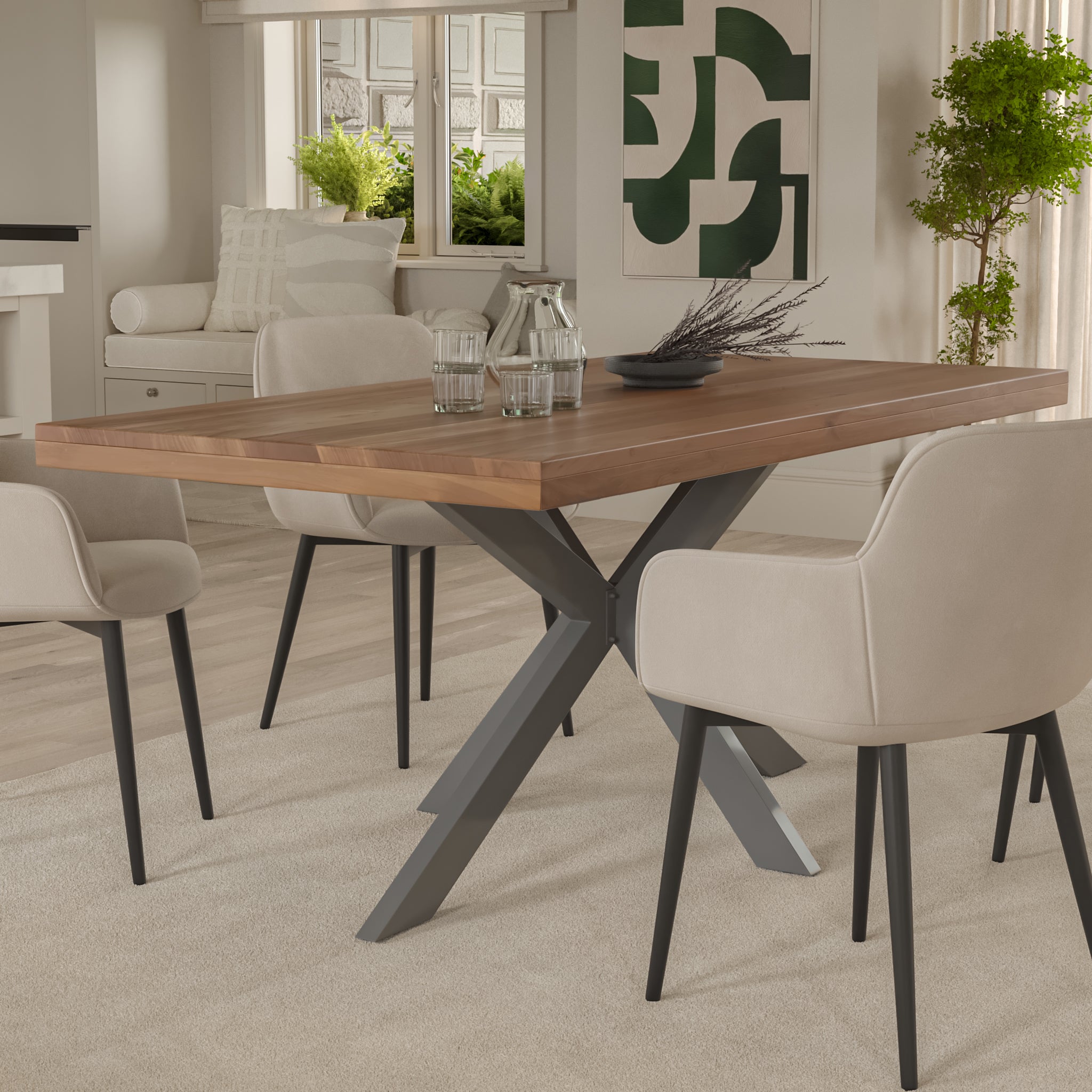 #akazienussbaumfarben #220x100 #spider-gestellsilber