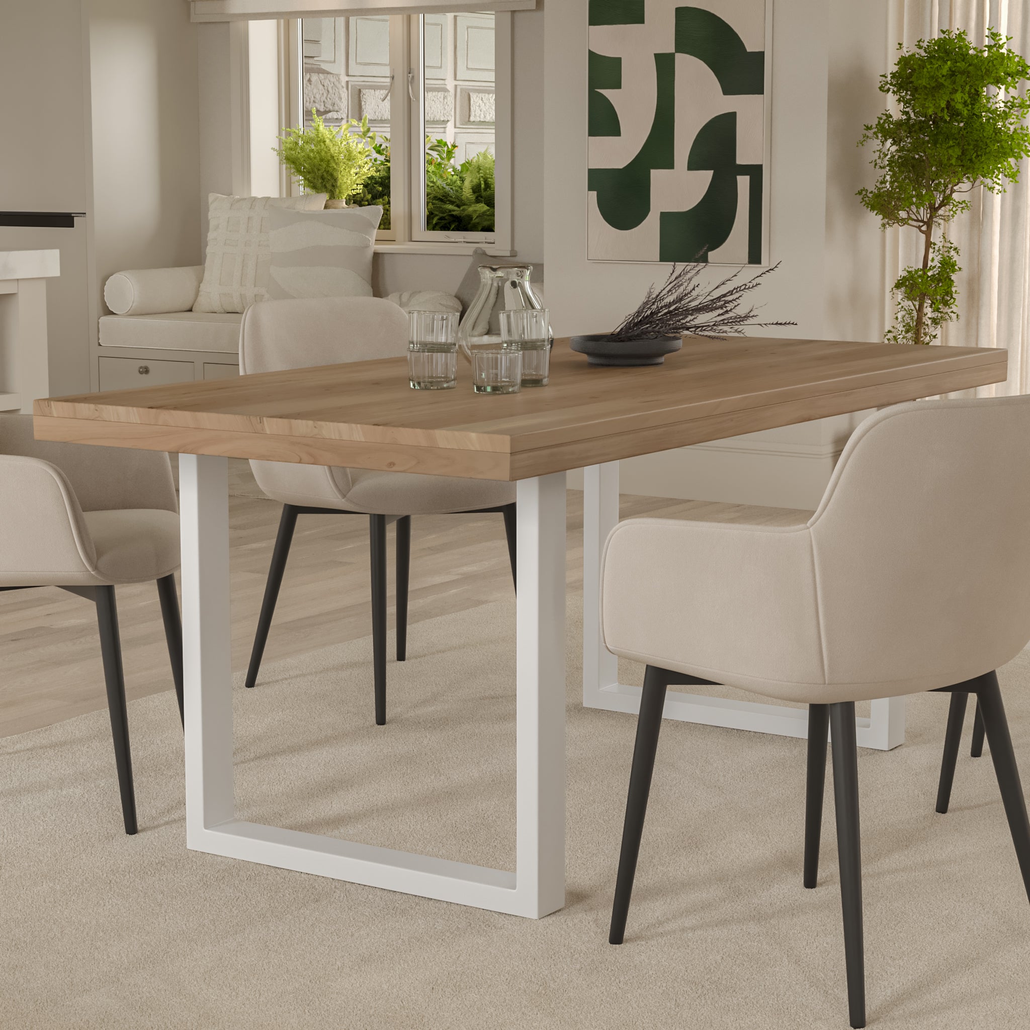 #akazienaturfarben #80x80 #u-gestellweiß