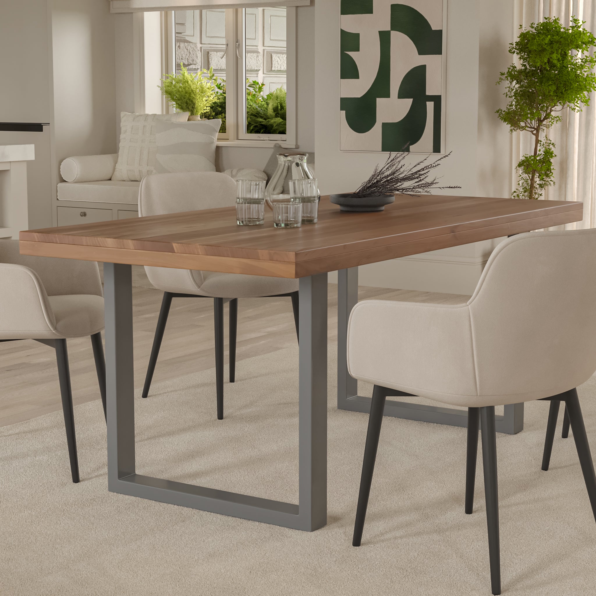 #akazienussbaumfarben #180x90 #u-gestellsilber