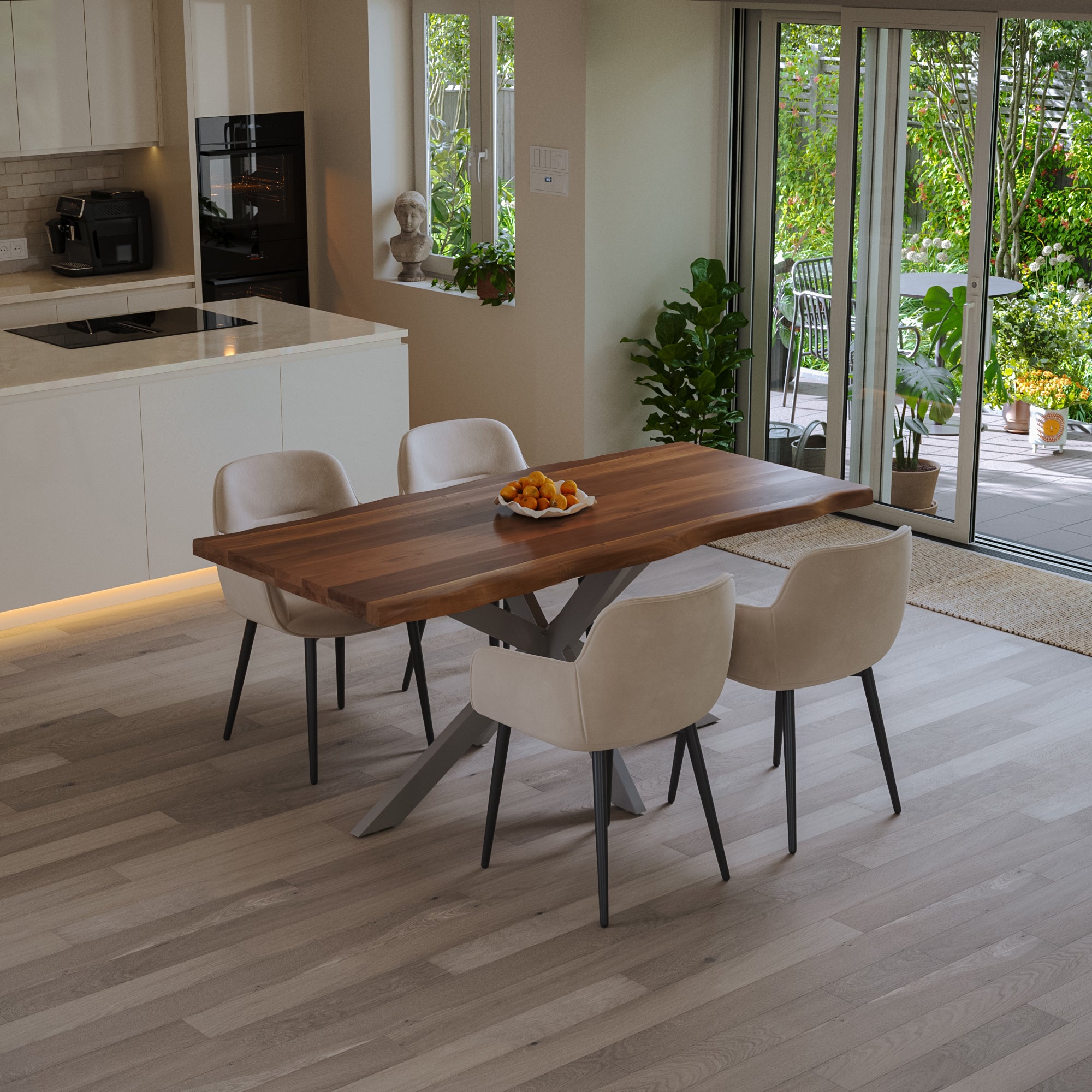 #Farbe_nussbaumfarben #Größe_160x85 #Gestell_Spider-Gestell Silber