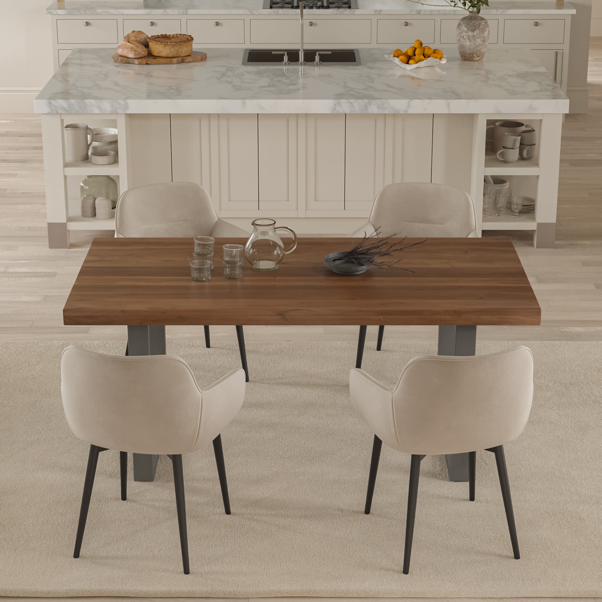 #akazienussbaumfarben #220x100 #u-gestellsilber