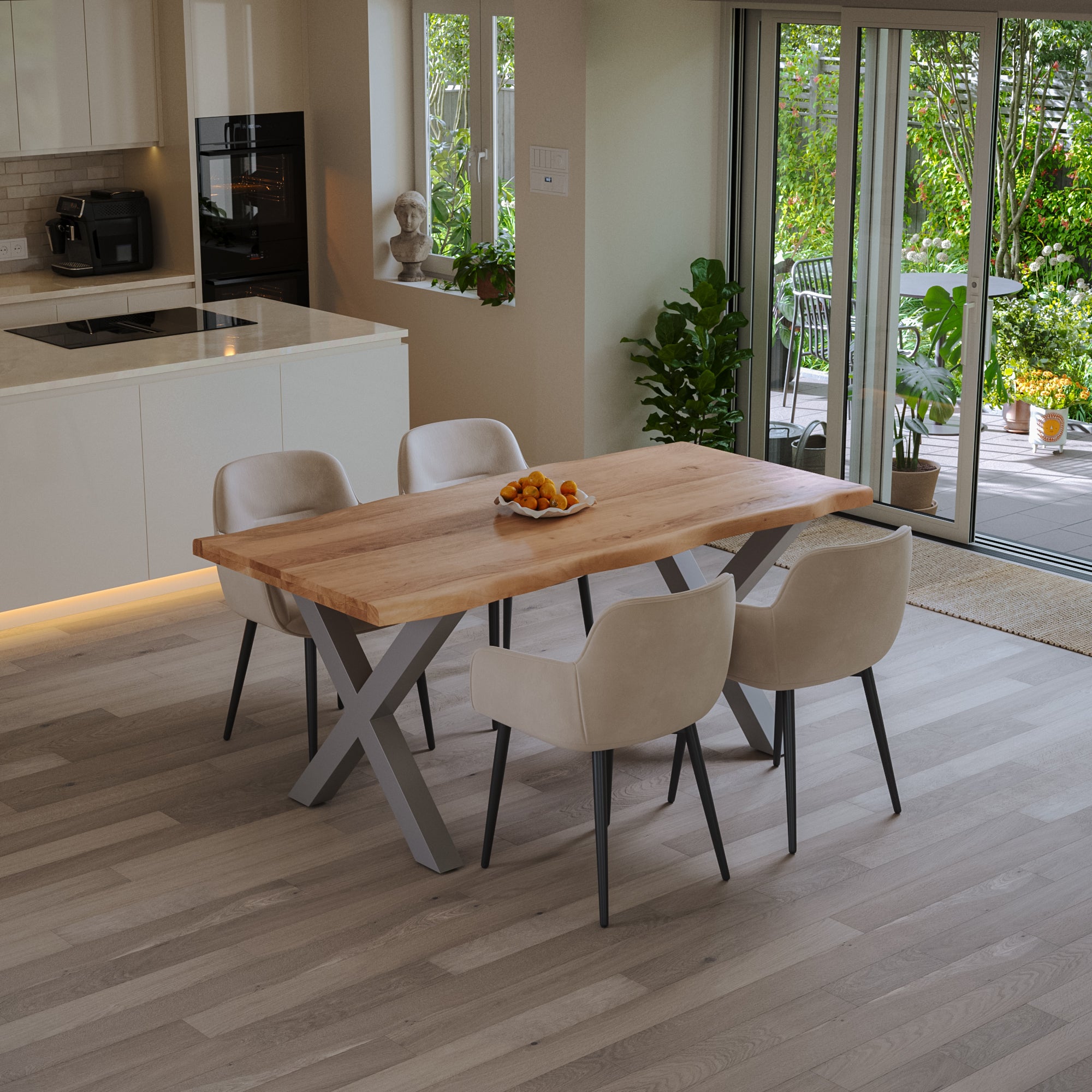 #naturfarben #200x100 #x-gestellsilber