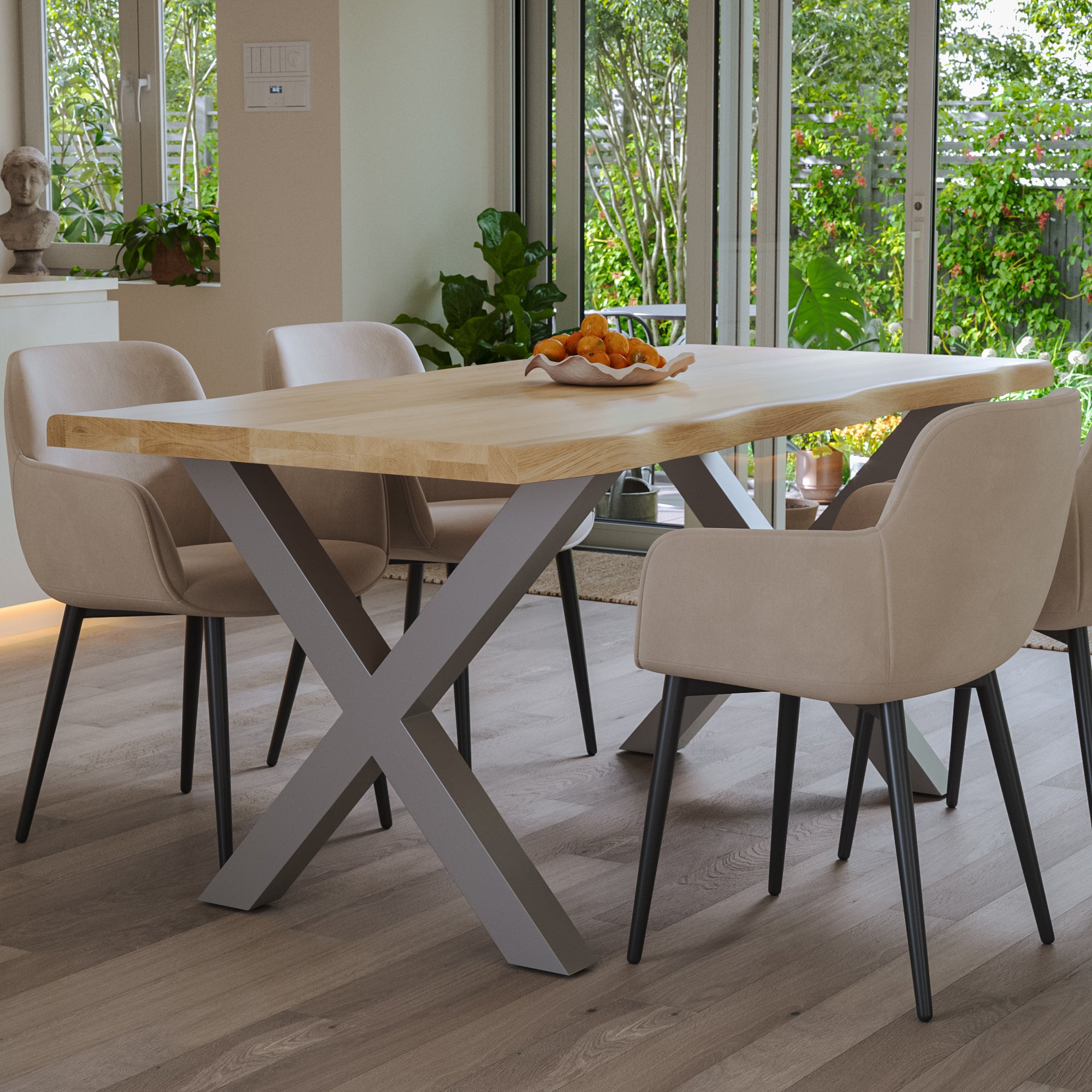 | #Farbe_eichenfarben | #Größe_120x80 | #Gestell_X-Gestell Silber