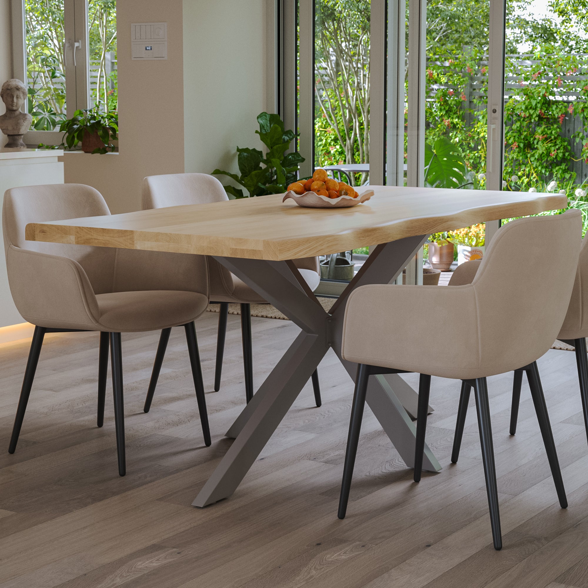 #Farbe_eichenfarben #Größe_160x85 #Gestell_Spider-Gestell Silber