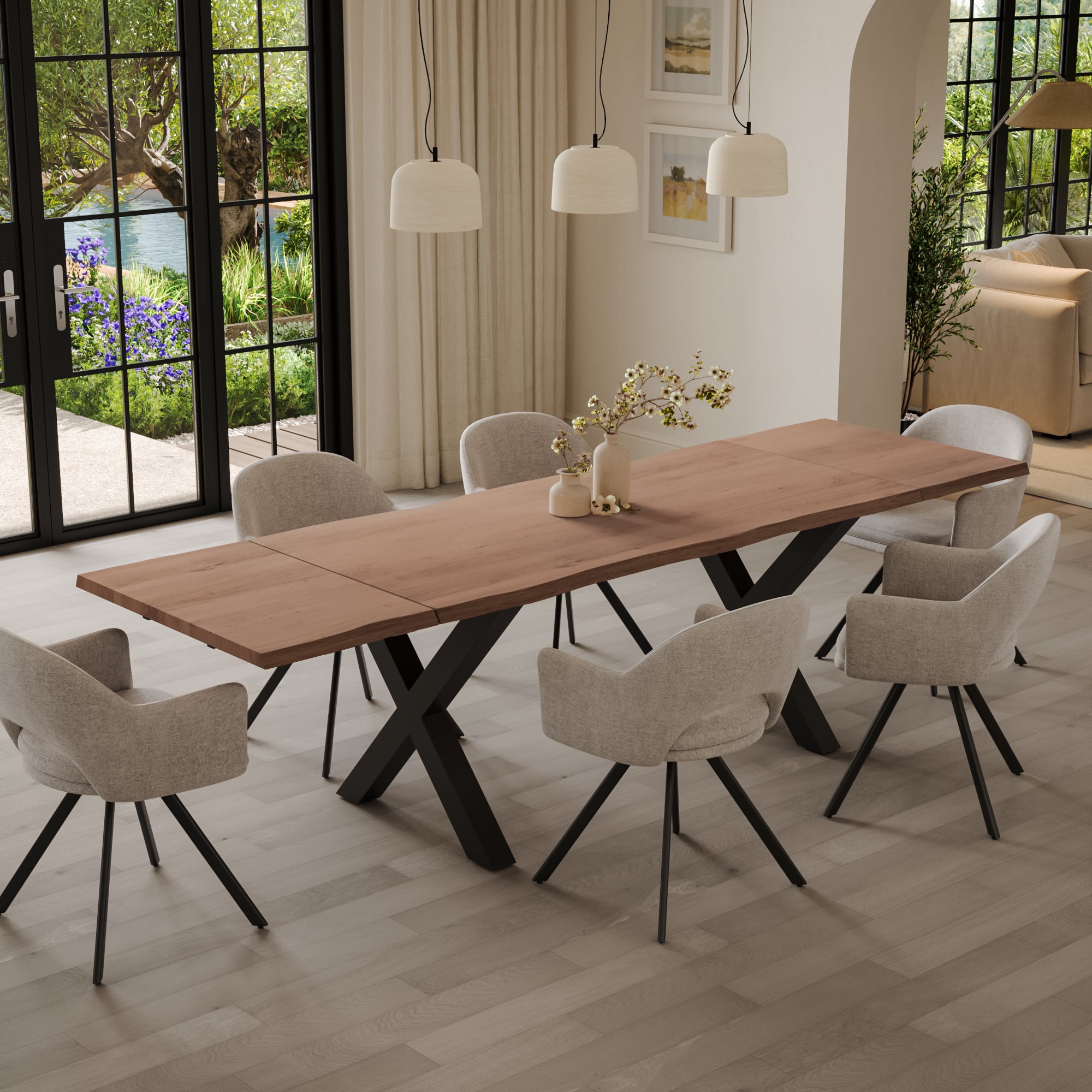 | #Farbe_stonefarben | #Größe_160(260)x90 | #Gestell_X-Gestell Schwarz