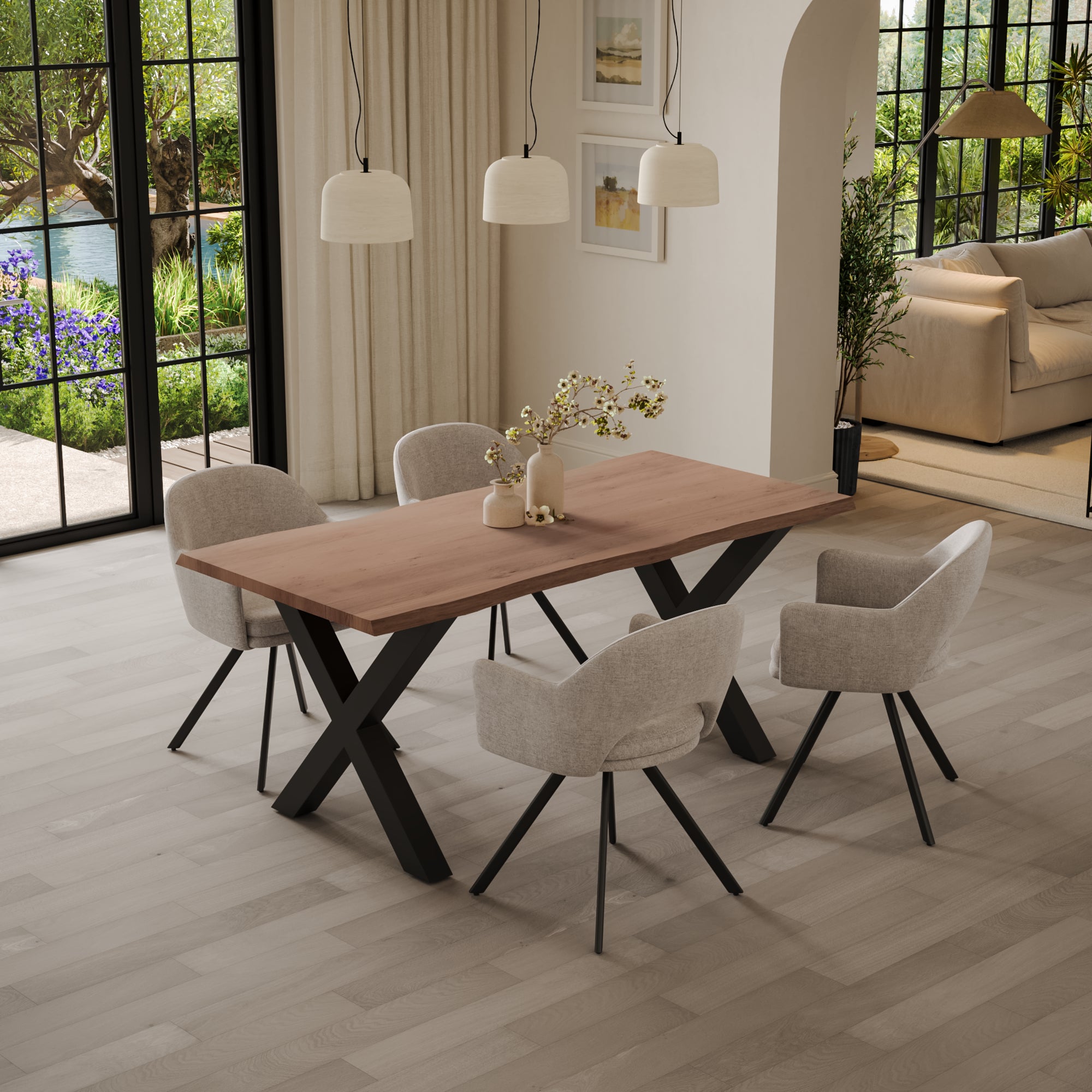 | #Farbe_stonefarben | #Größe_220(320)x100 | #Gestell_X-Gestell Schwarz