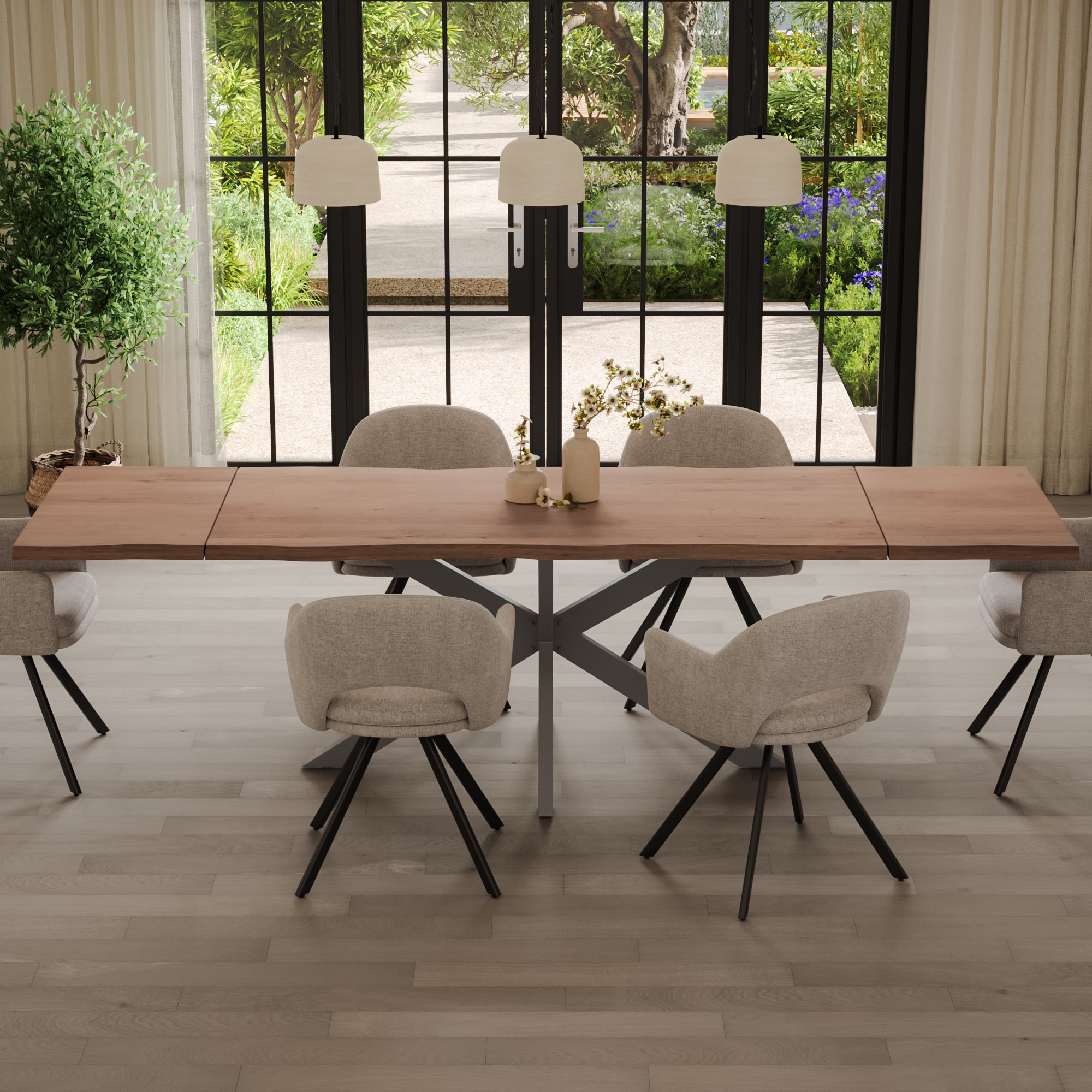 | #Farbe_stonefarben | #Größe_200(300)x100 | #Gestell_Spider-Gestell Silber