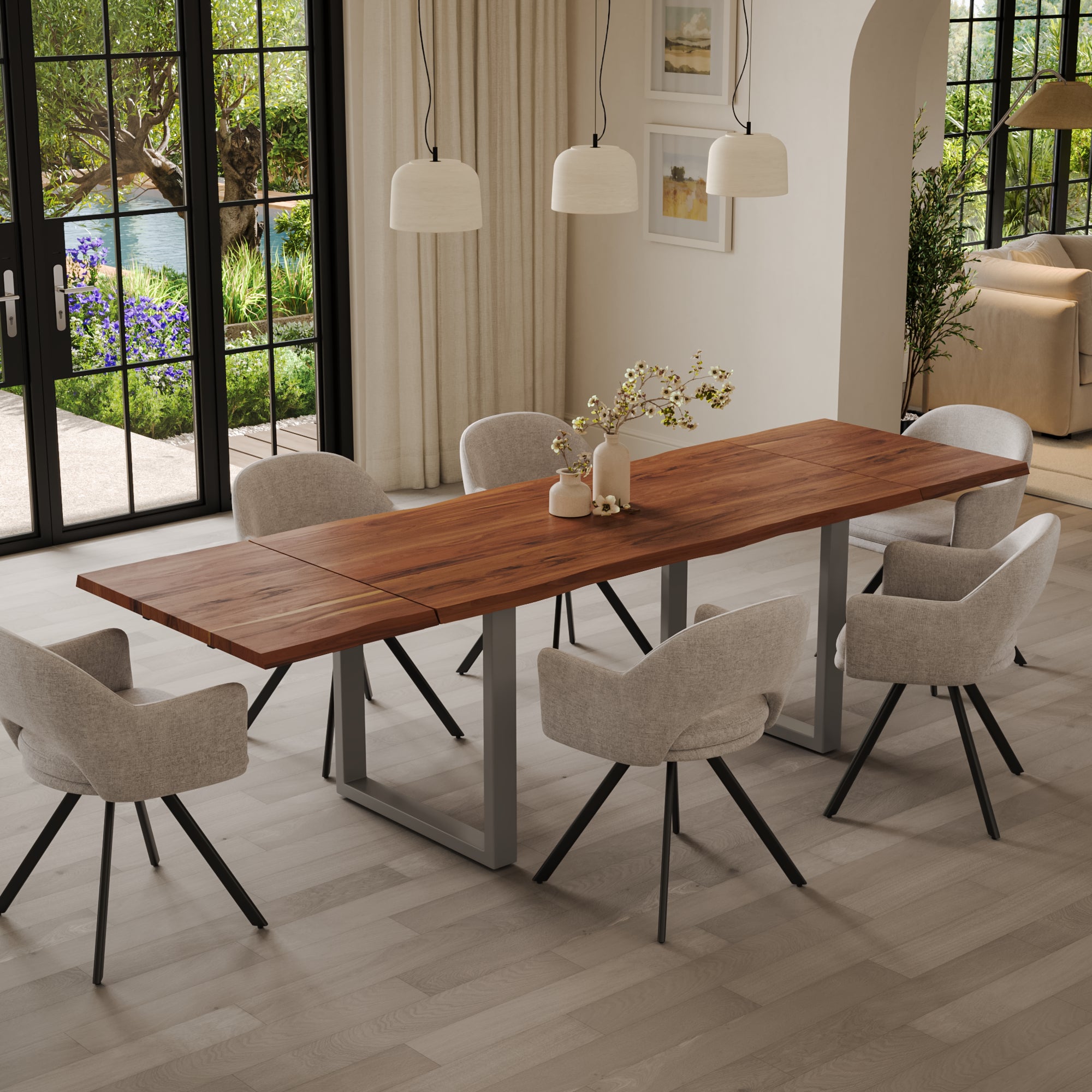 #nougatfarben #140(220)x90 #u-gestellsilber