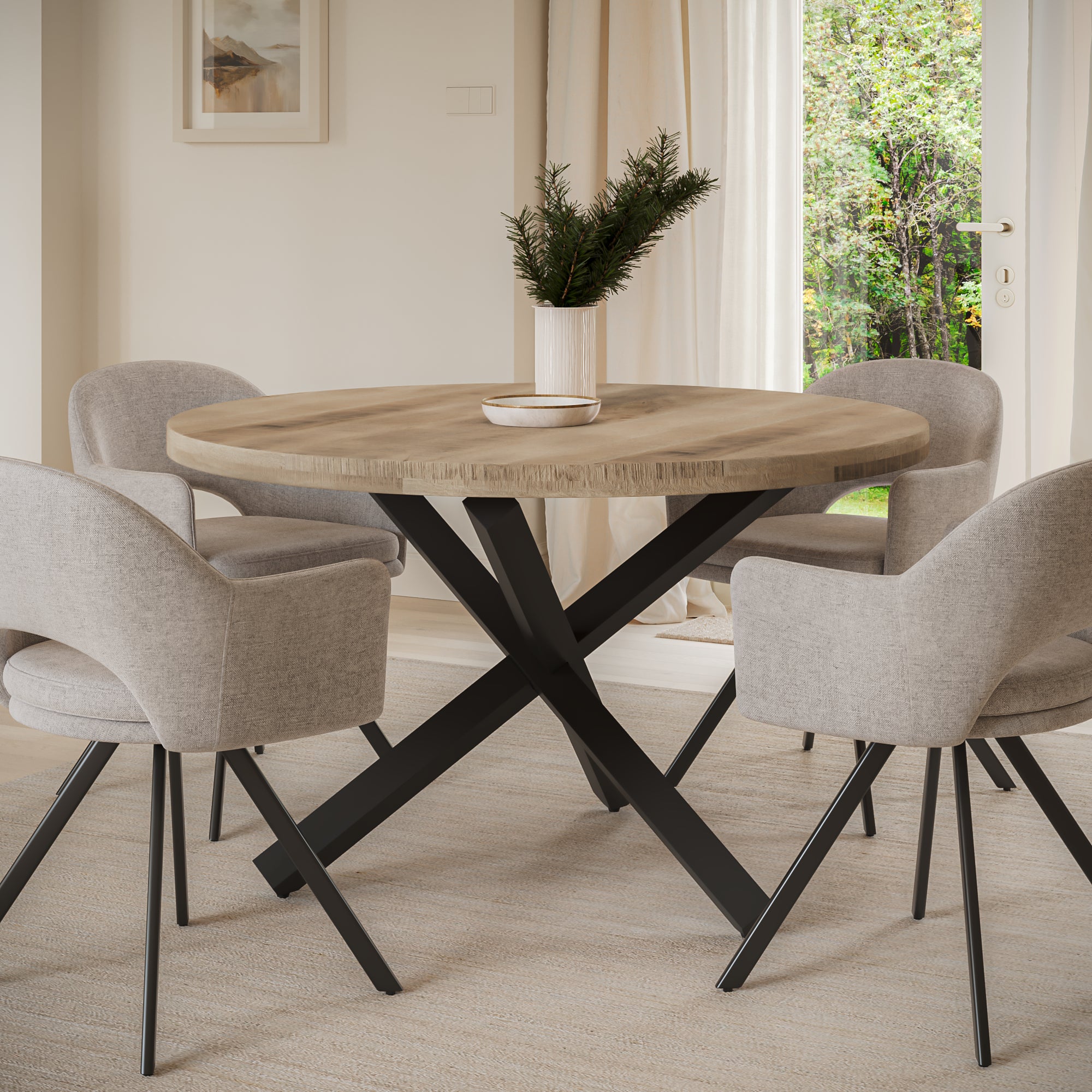 | #Farbe_Mango naturfarben | #Größe_130x130 | #Gestell_Stern-Gestell Schwarz