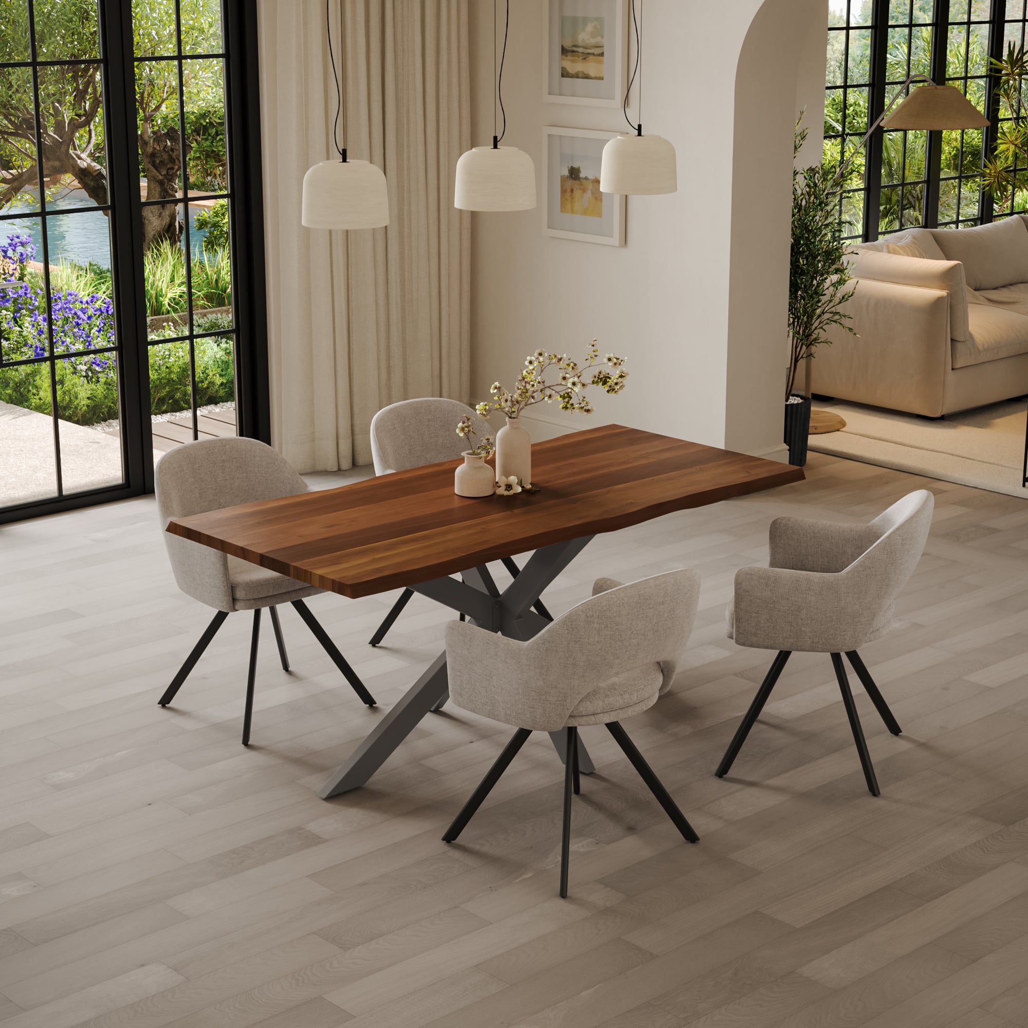 | #Farbe_nussbaumfarben | #Größe_160(260)x90 | #Gestell_Spider-Gestell Silber