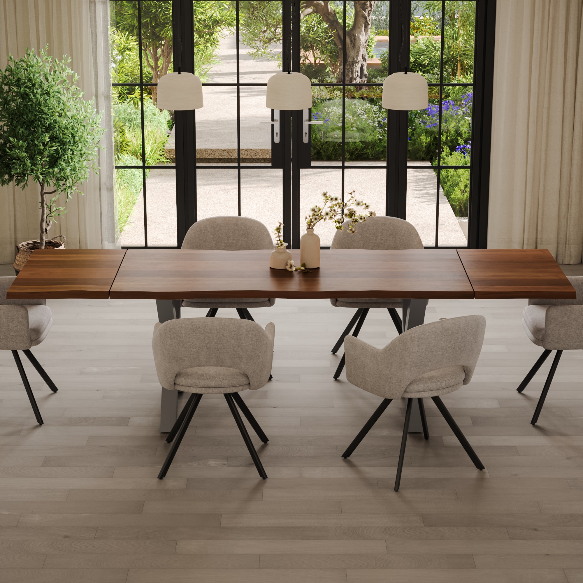 #nussbaumfarben #140(220)x90 #x-gestellsilber
