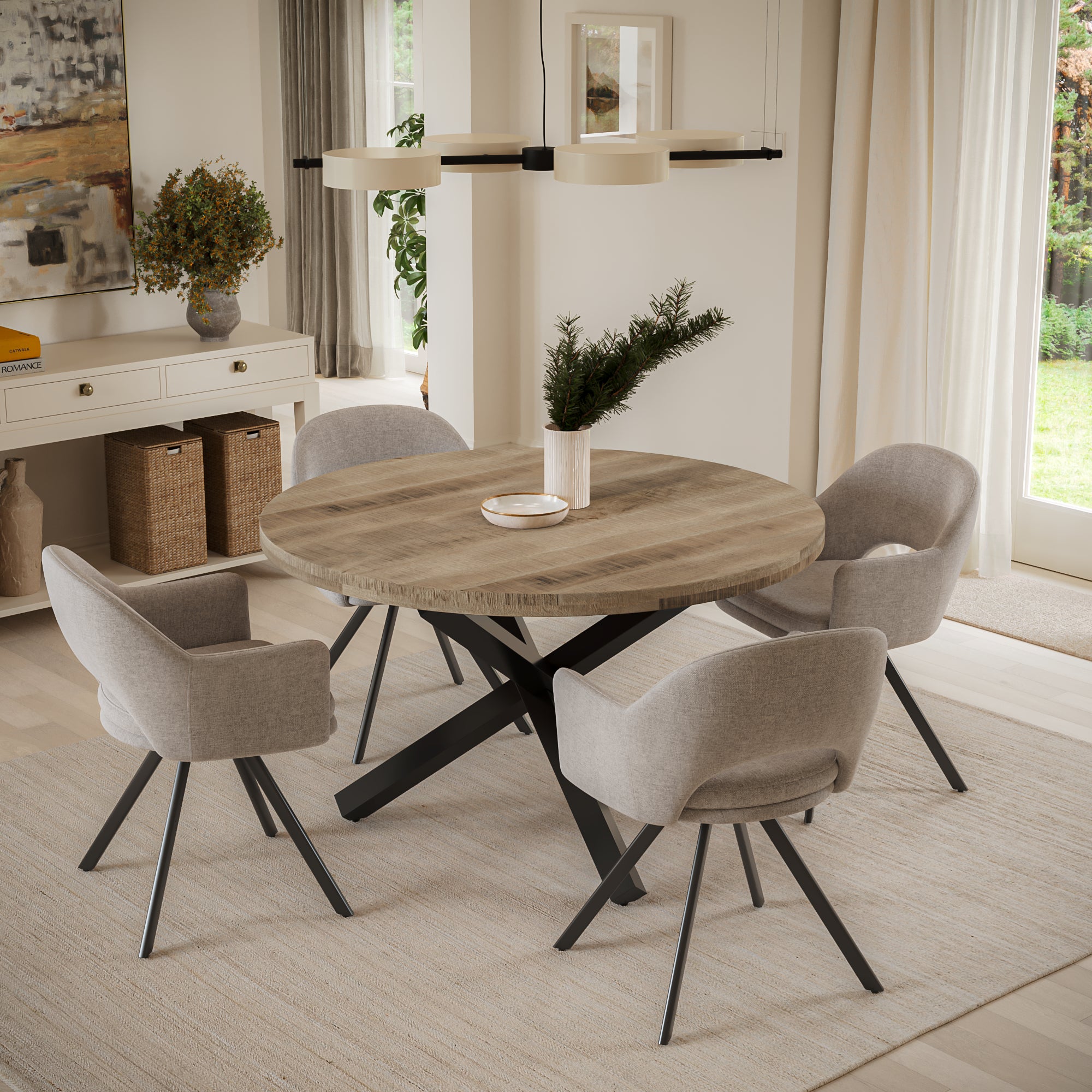 | #Farbe_Mango naturfarben | #Größe_140x140 | #Gestell_Stern-Gestell Schwarz