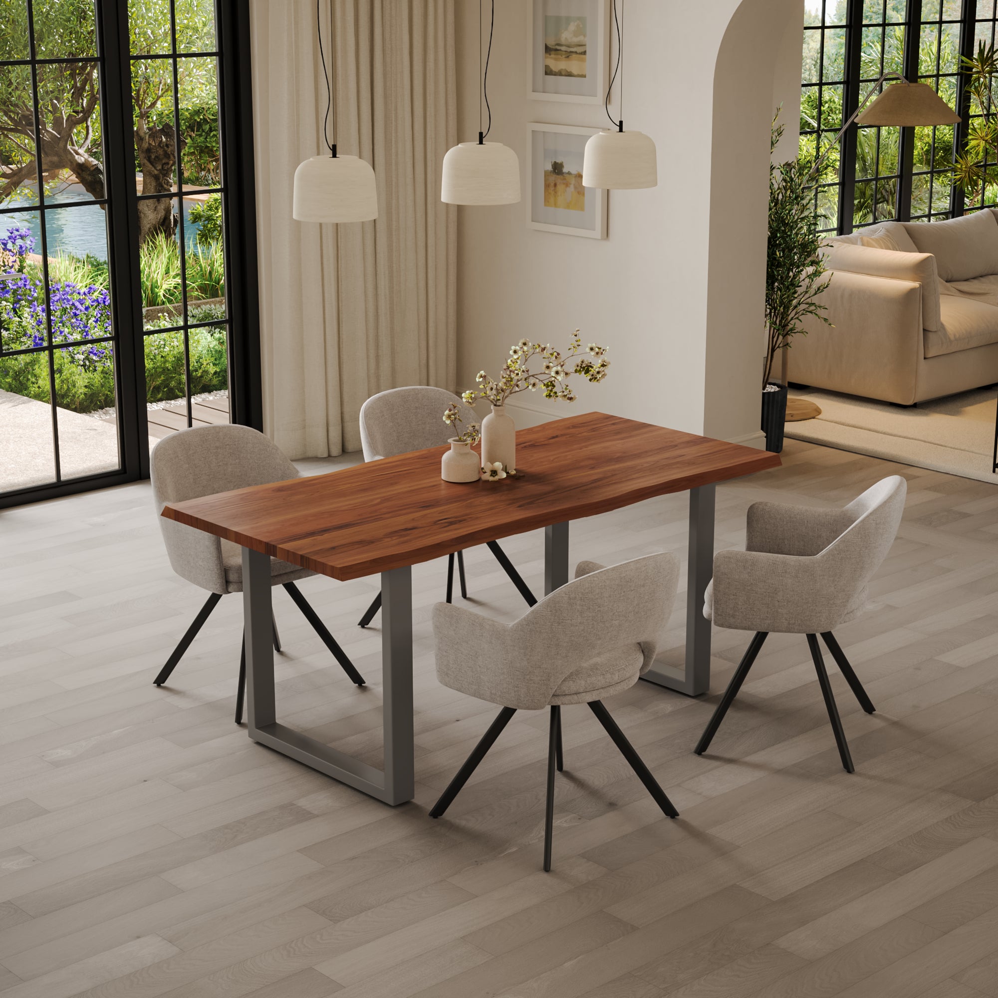 | #Farbe_nougatfarben | #Größe_200(300)x100 | #Gestell_U-Gestell Silber