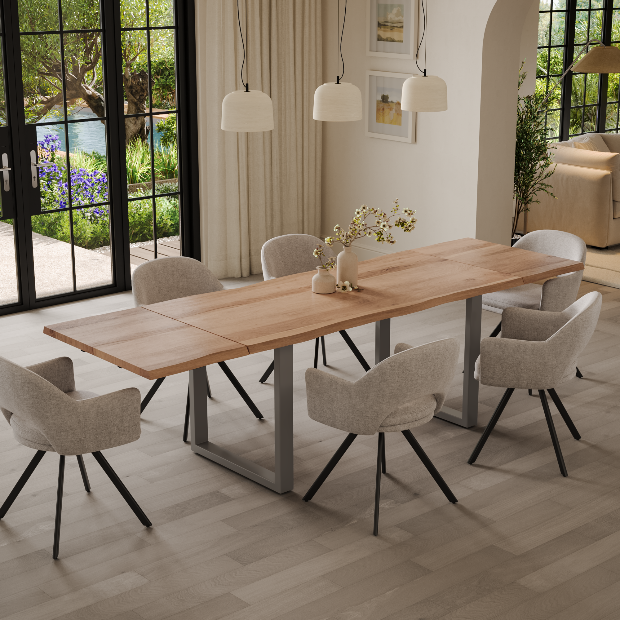 #naturfarben #140(220)x90 #u-gestellsilber