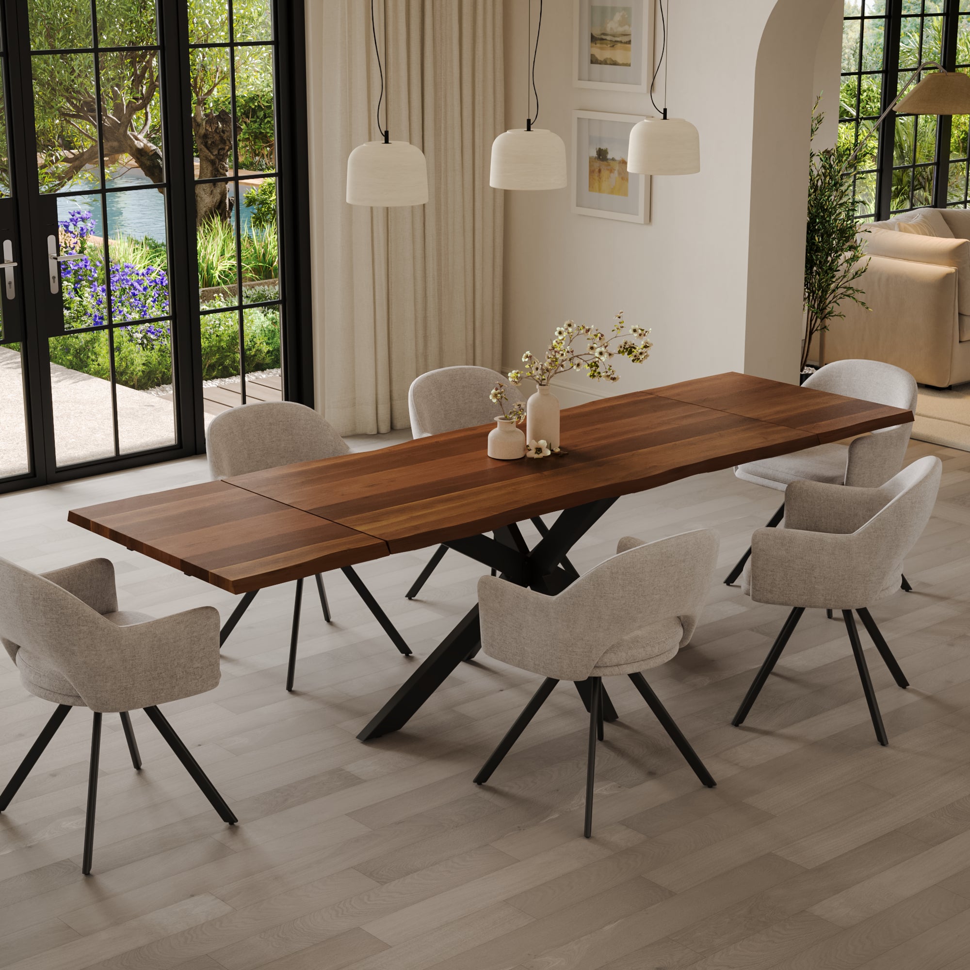 | #Farbe_nussbaumfarben | #Größe_140(220)x90 | #Gestell_Spider-Gestell Schwarz