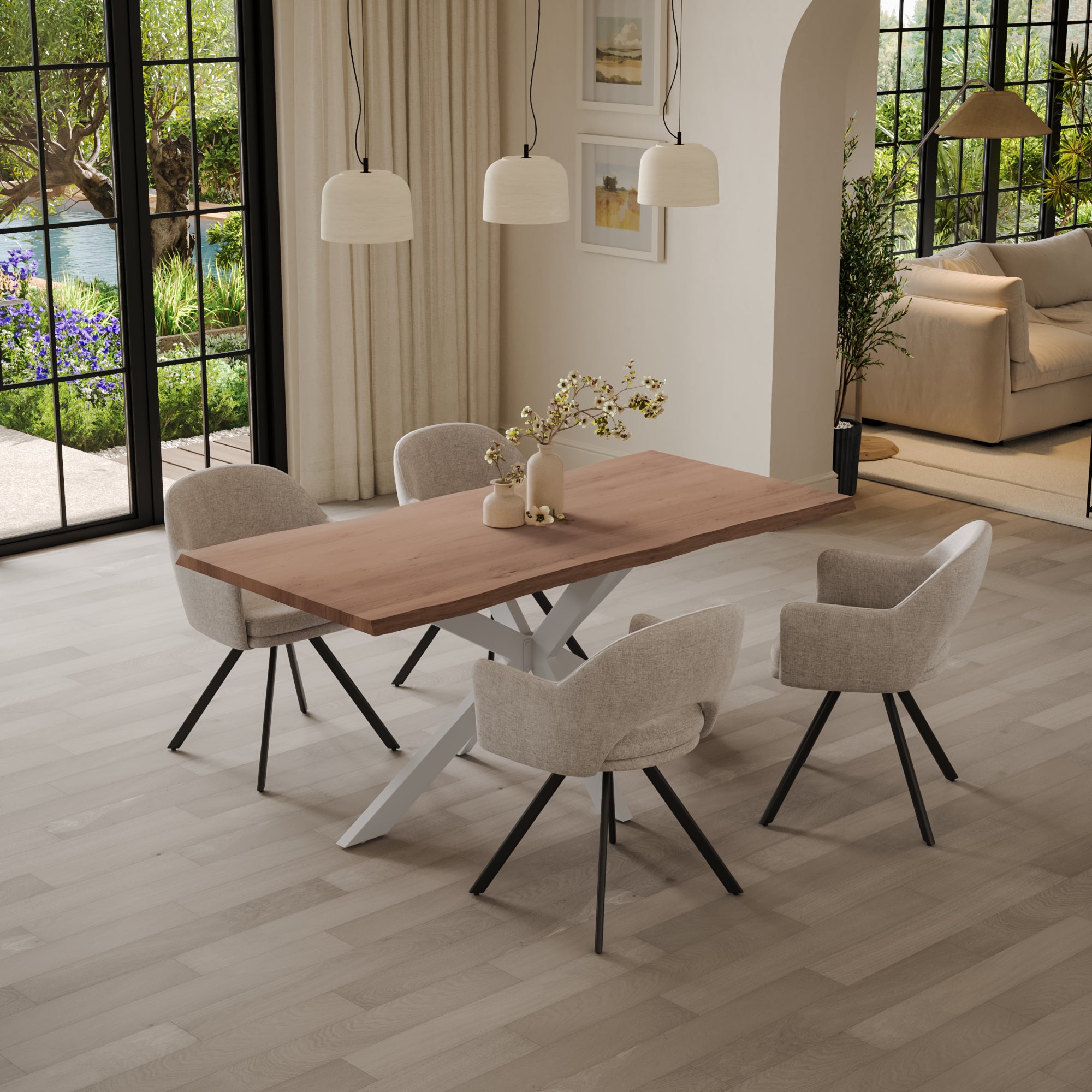 | #Farbe_stonefarben | #Größe_160(260)x90 | #Gestell_Spider-Gestell Weiß