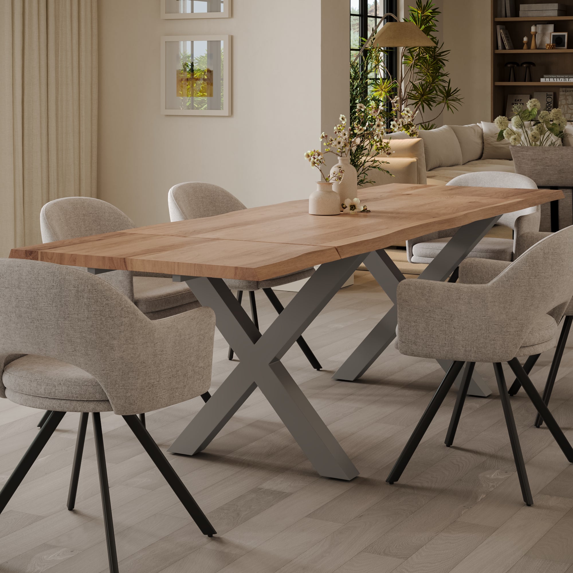 | #Farbe_naturfarben | #Größe_160(260)x90 | #Gestell_X-Gestell Silber