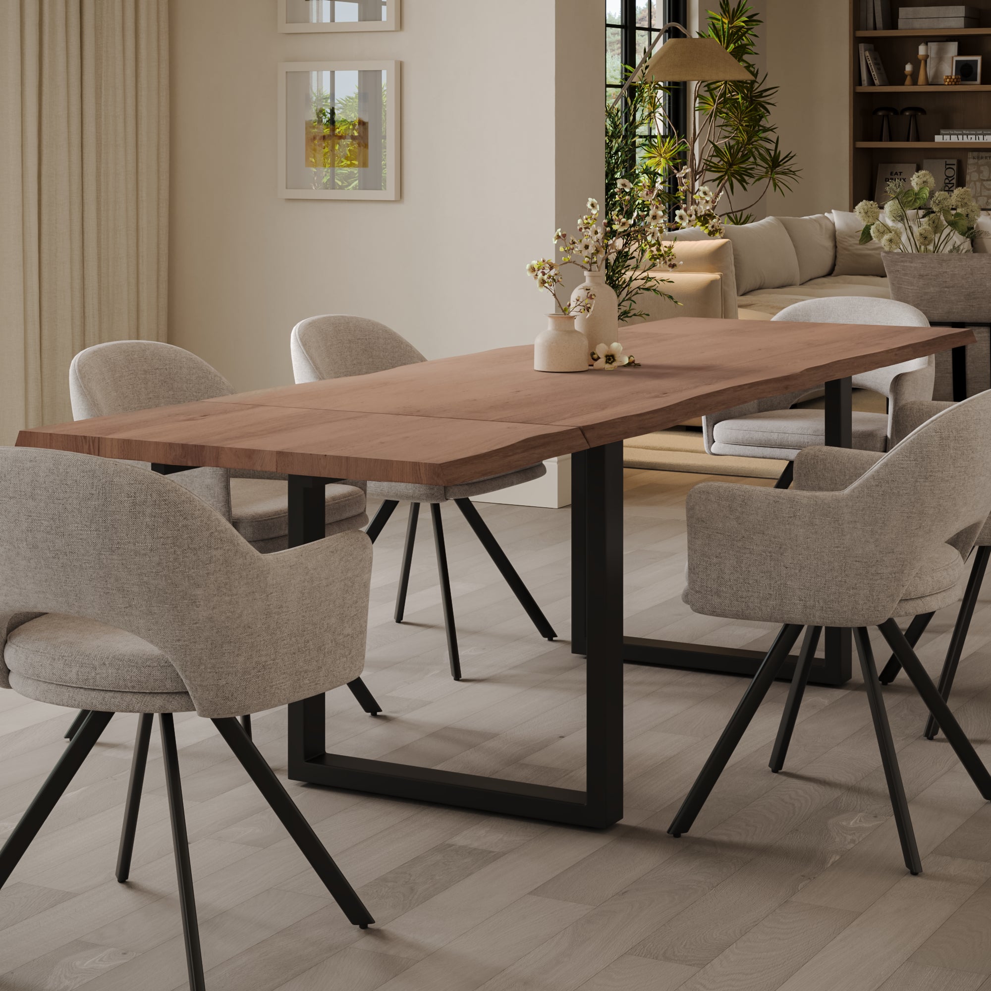 | #Farbe_stonefarben | #Größe_200(300)x100 | #Gestell_U-Gestell Schwarz