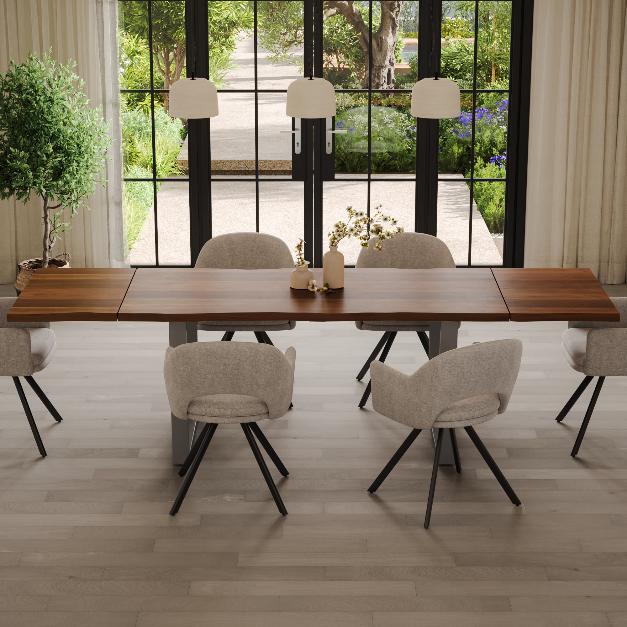 #nussbaumfarben #140(220)x90 #u-gestellsilber