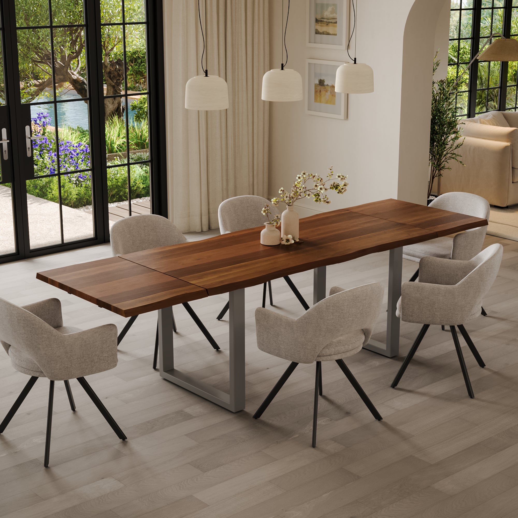 #nussbaumfarben #140(220)x90 #u-gestellsilber