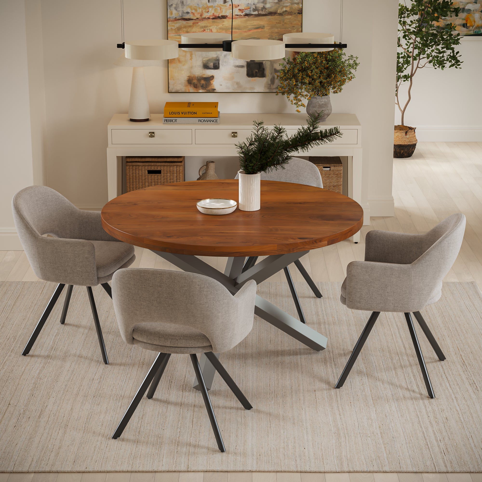 | #Farbe_nussbaumfarben | #Größe_120x120 | #Gestell_Stern-Gestell Silber