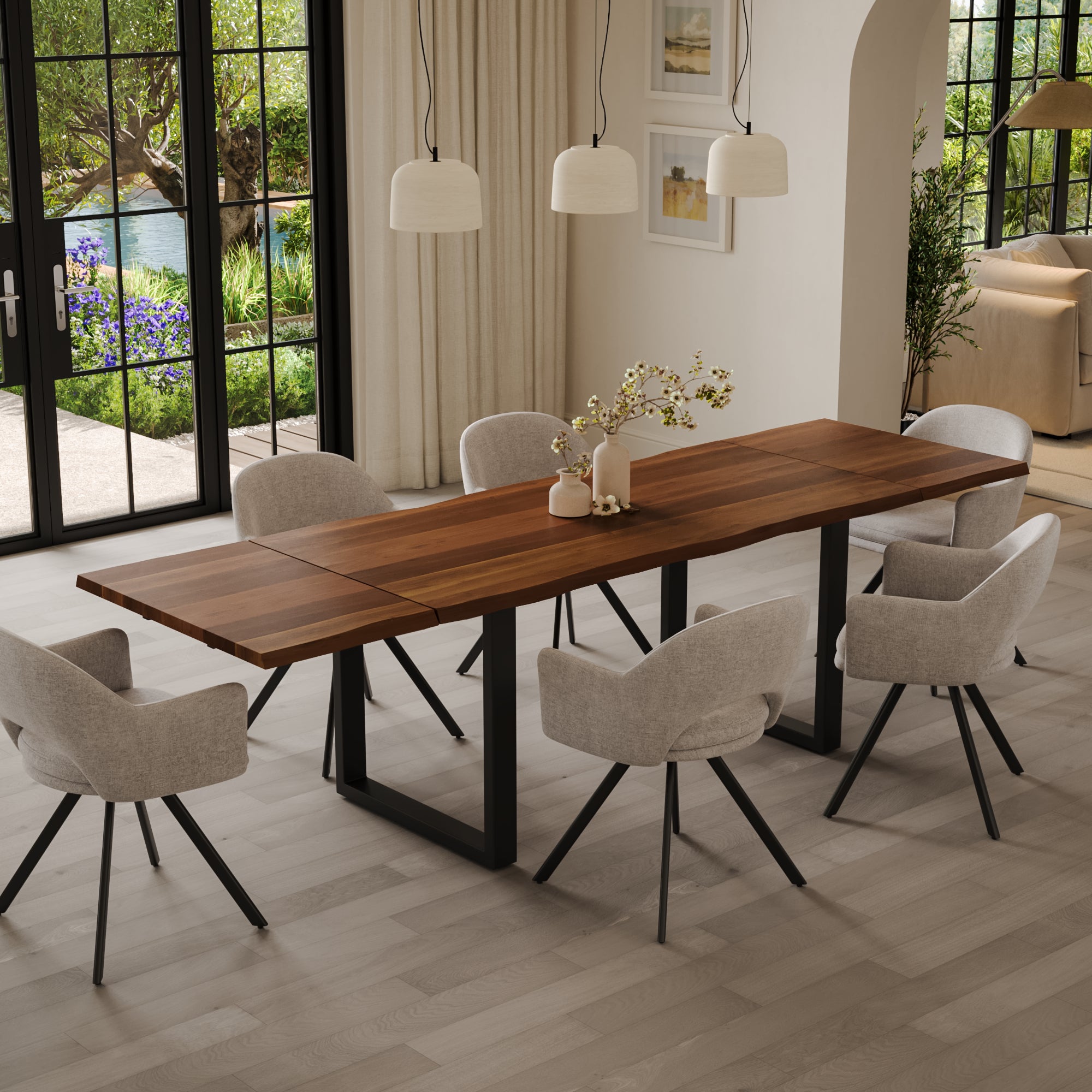 | #Farbe_nussbaumfarben | #Größe_160(260)x90 | #Gestell_U-Gestell Schwarz