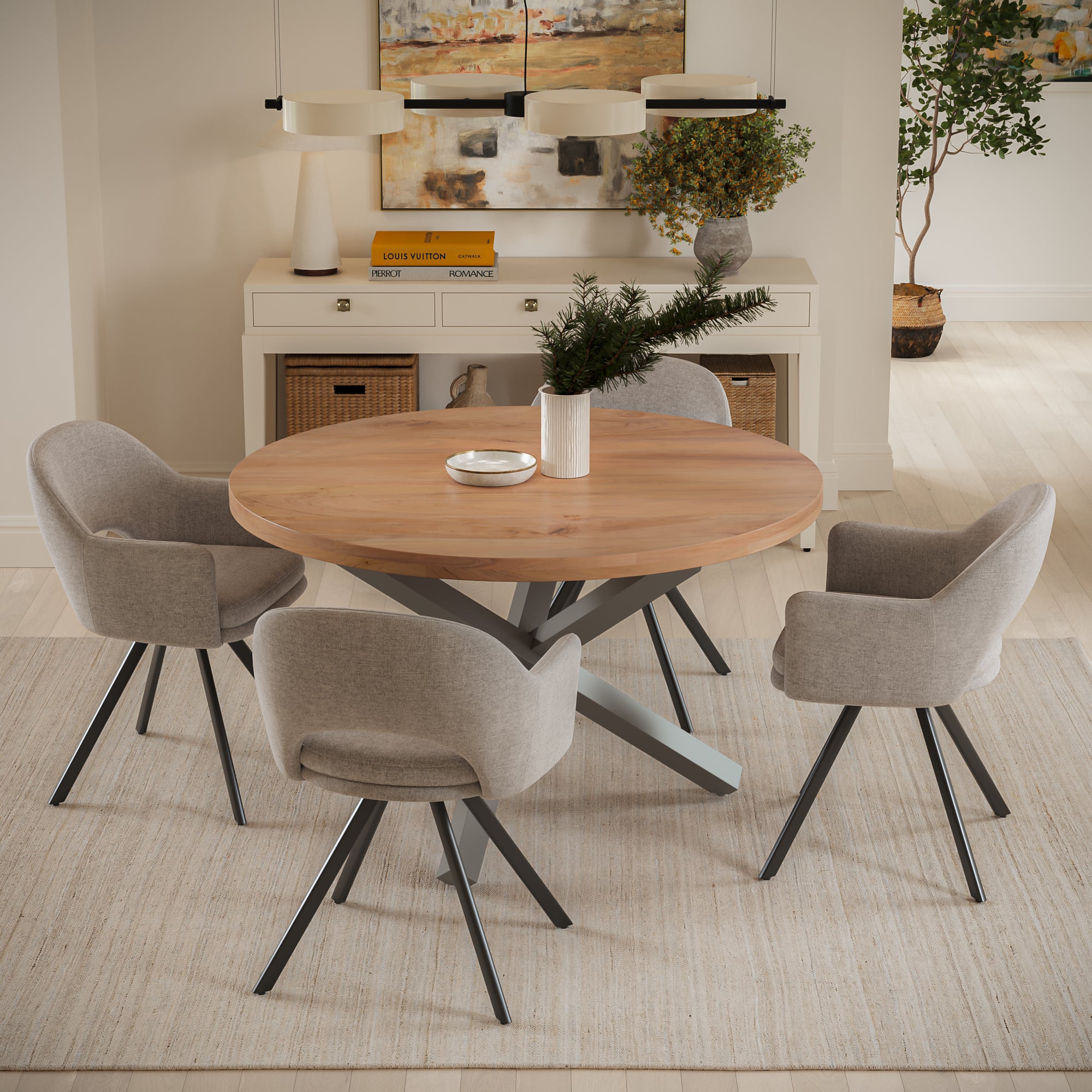 | #Farbe_naturfarben | #Größe_130x130 | #Gestell_Stern-Gestell Silber