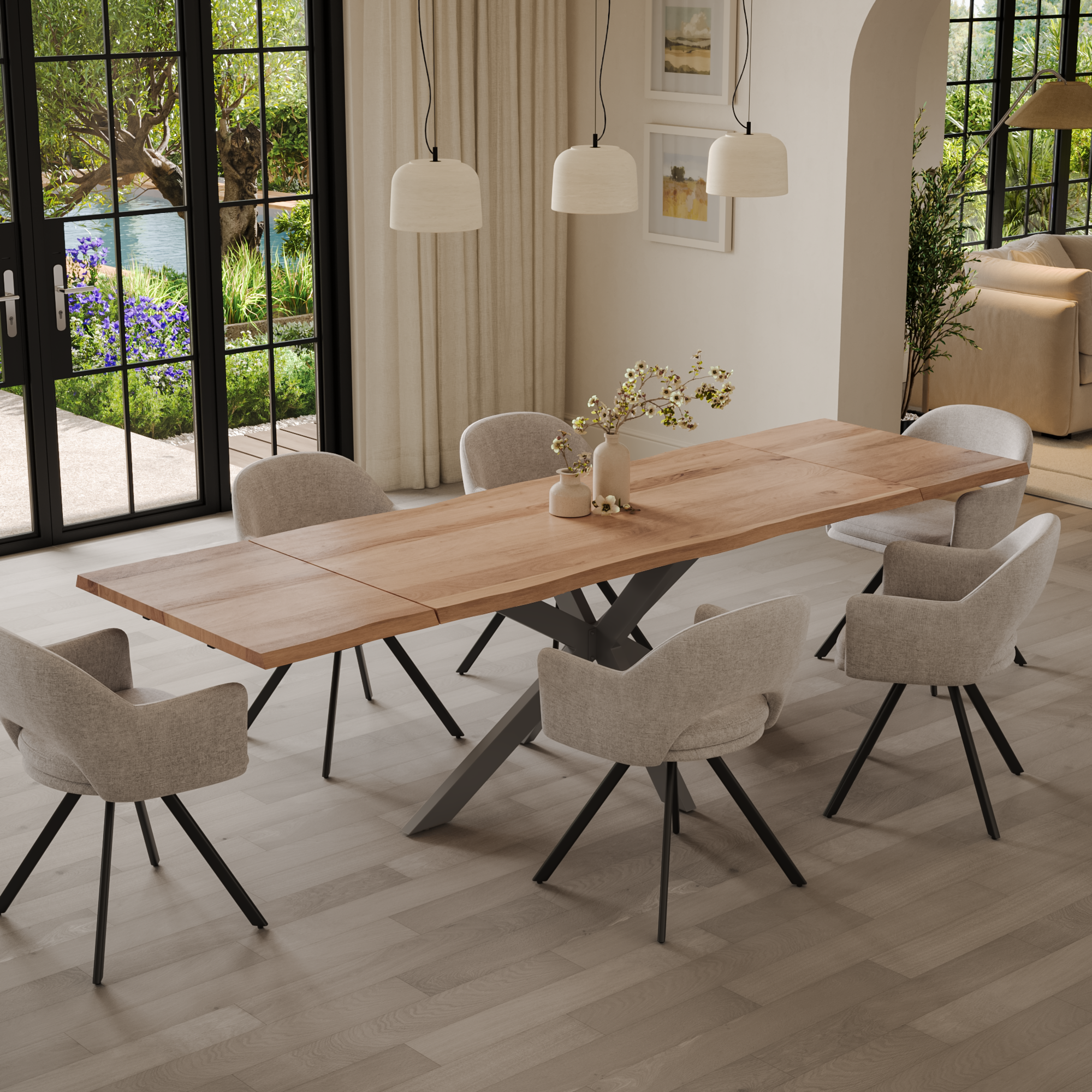 | #Farbe_naturfarben | #Größe_200(300)x100 | #Gestell_Spider-Gestell Silber