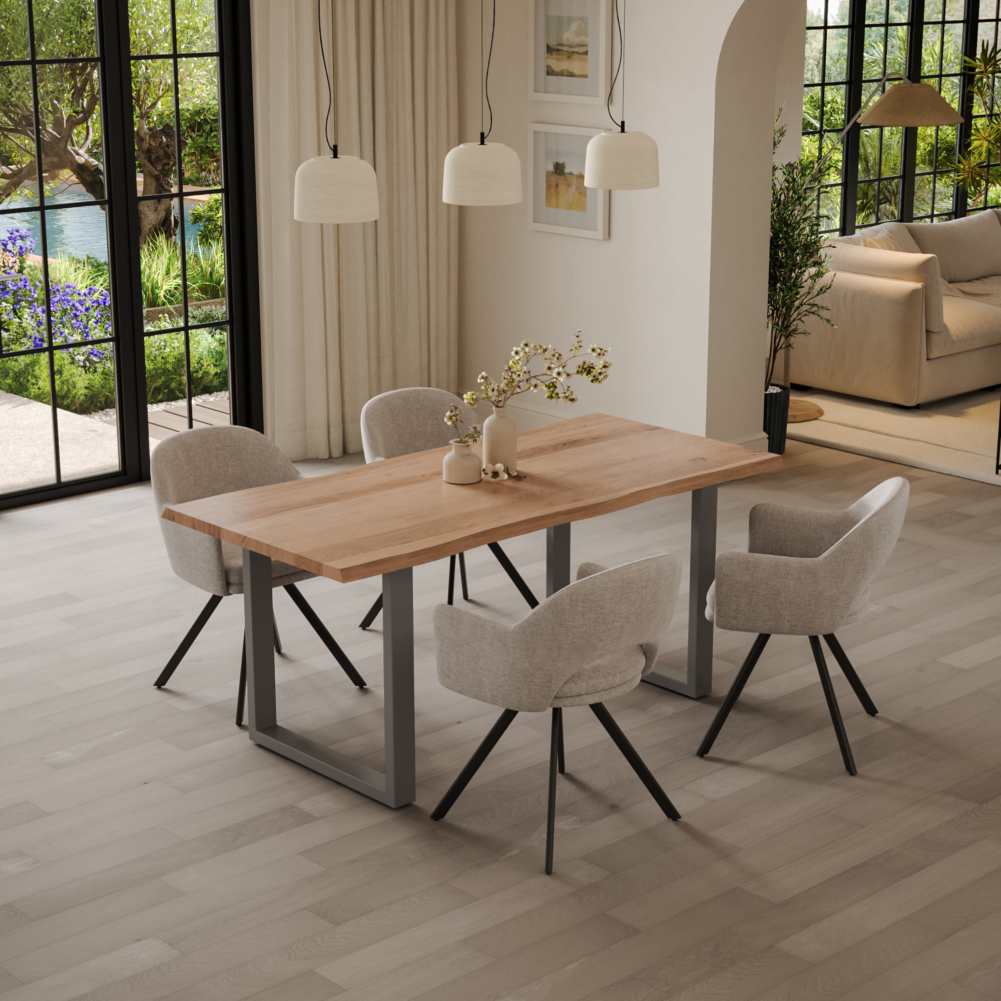 #naturfarben #140(220)x90 #u-gestellsilber