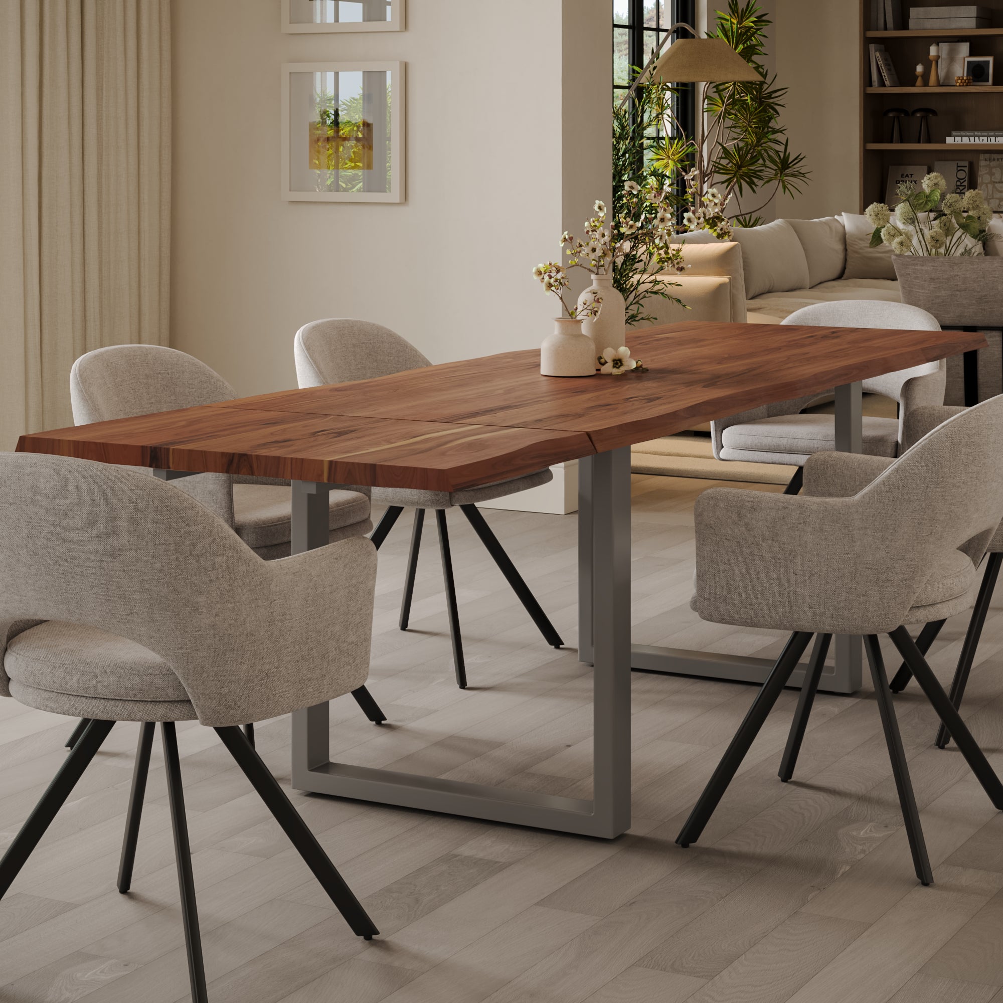 | #Farbe_nougatfarben | #Größe_160(260)x90 | #Gestell_U-Gestell Silber