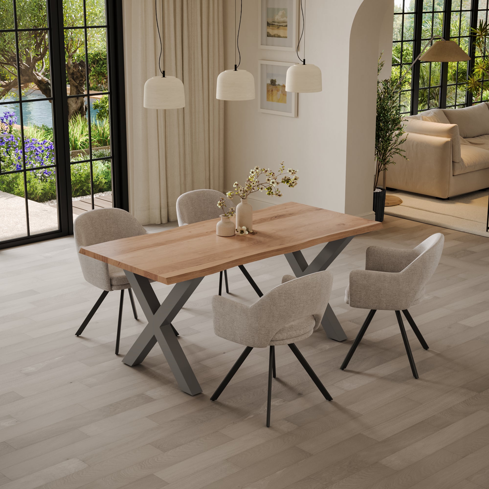 | #Farbe_naturfarben | #Größe_120(200)x90 | #Gestell_X-Gestell Silber