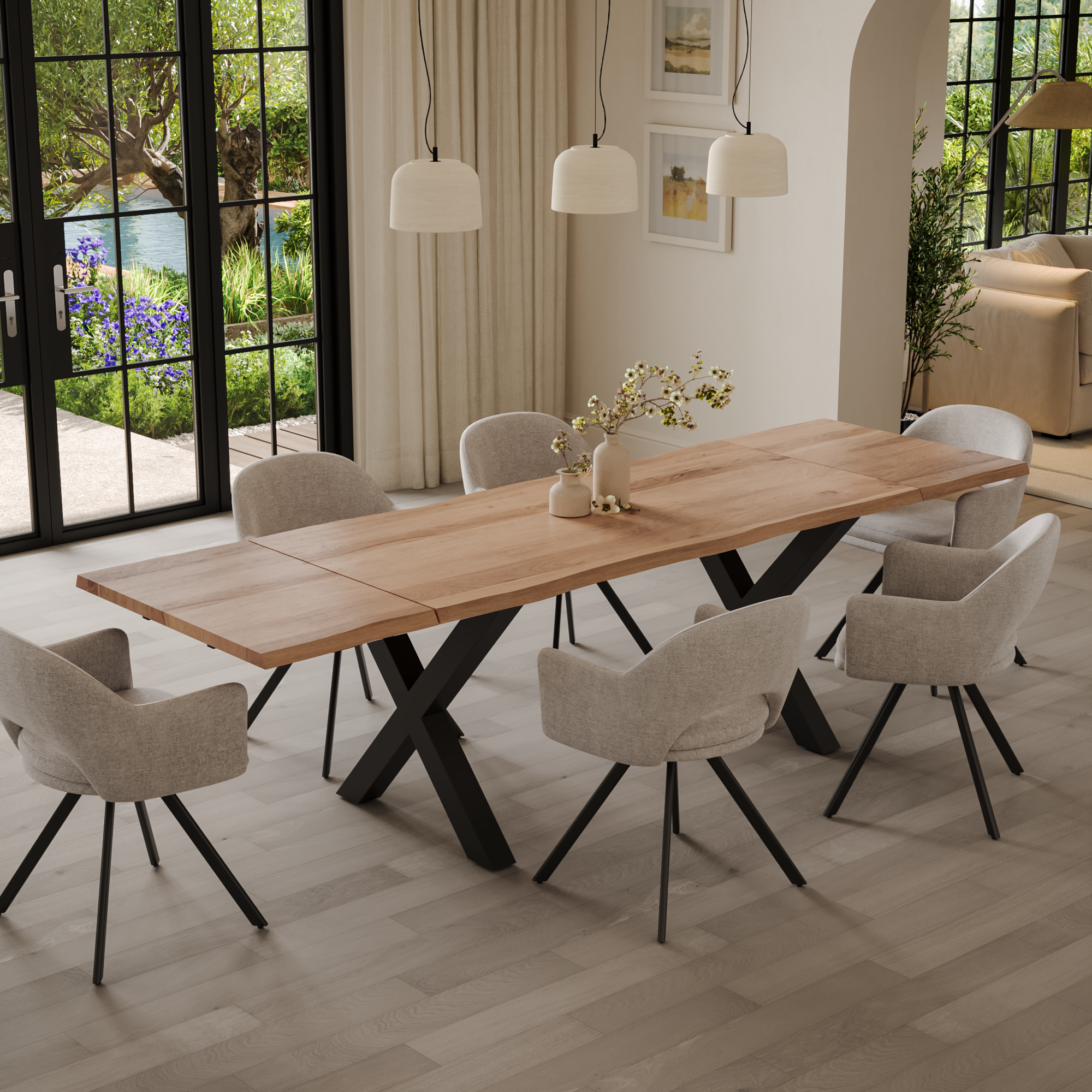 | #Farbe_naturfarben | #Größe_160(260)x90 | #Gestell_X-Gestell Schwarz