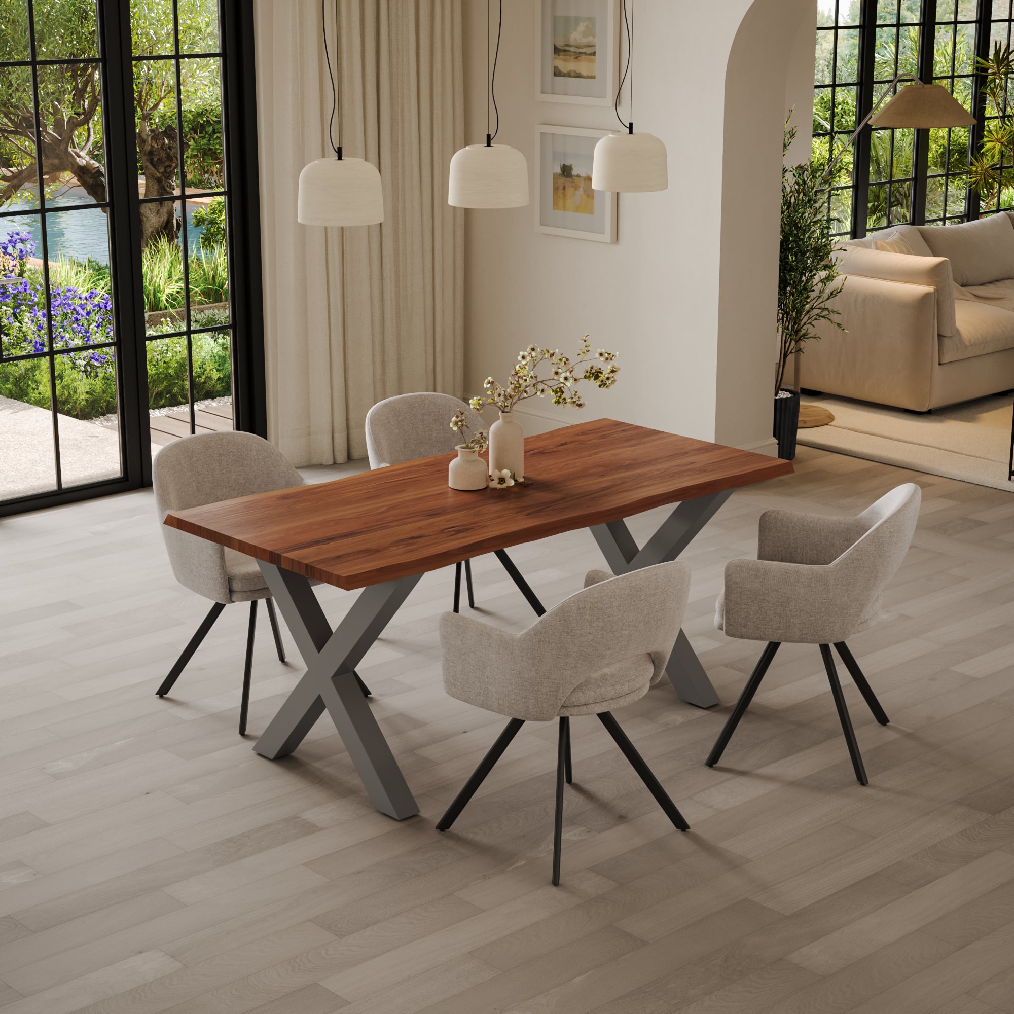 | #Farbe_nougatfarben | #Größe_160(260)x90 | #Gestell_X-Gestell Silber