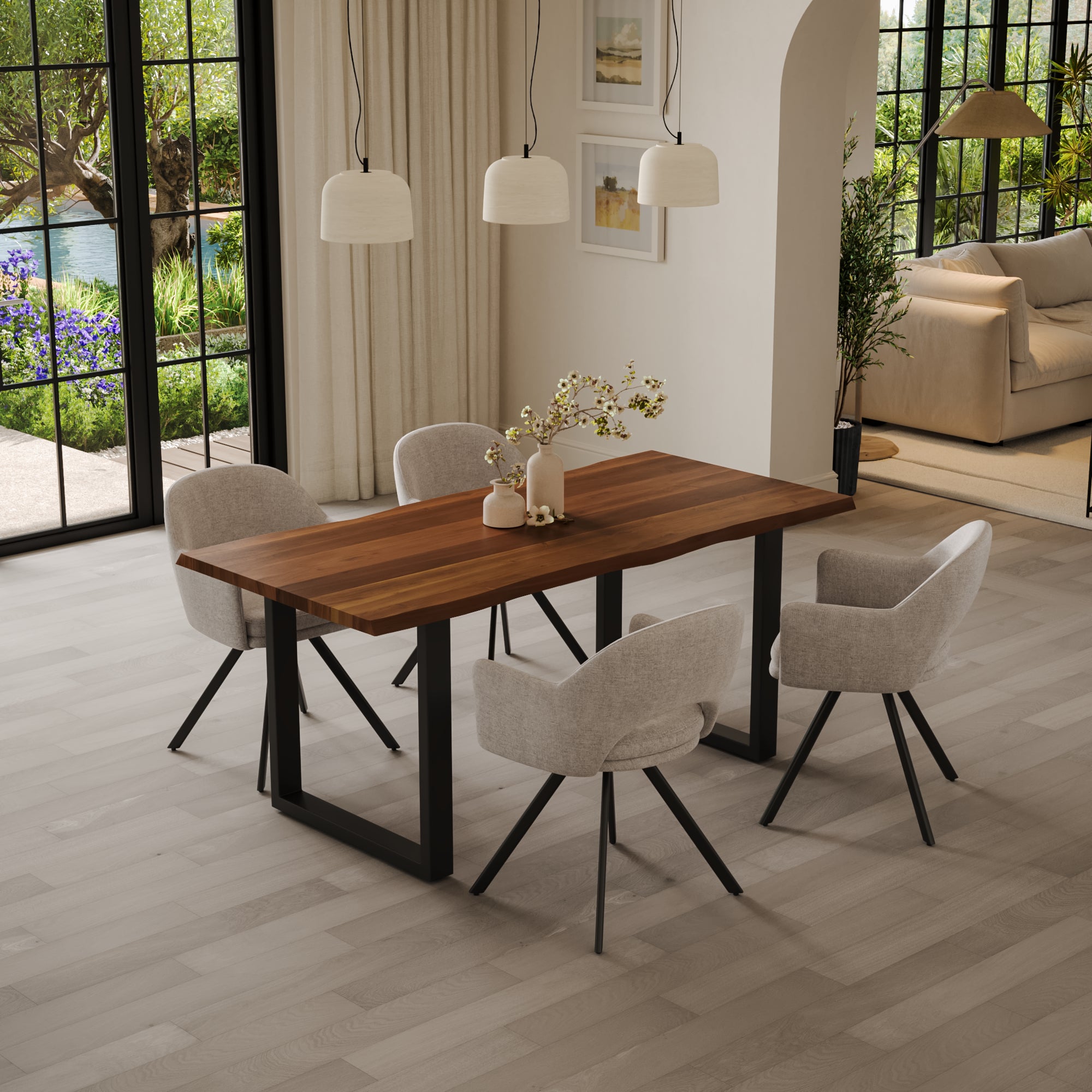 | #Farbe_nussbaumfarben | #Größe_200(300)x100 | #Gestell_U-Gestell Schwarz