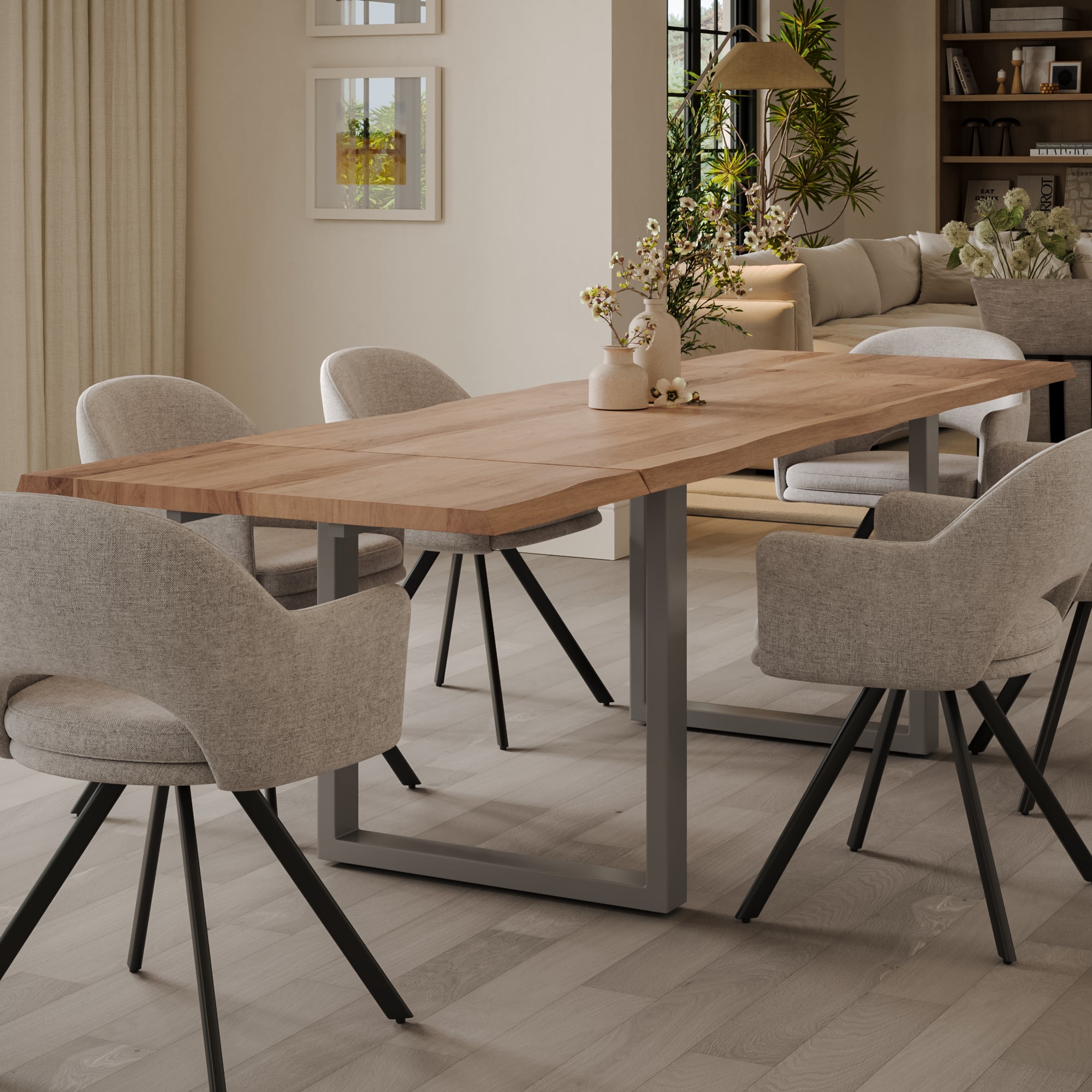 #naturfarben #140(220)x90 #u-gestellsilber