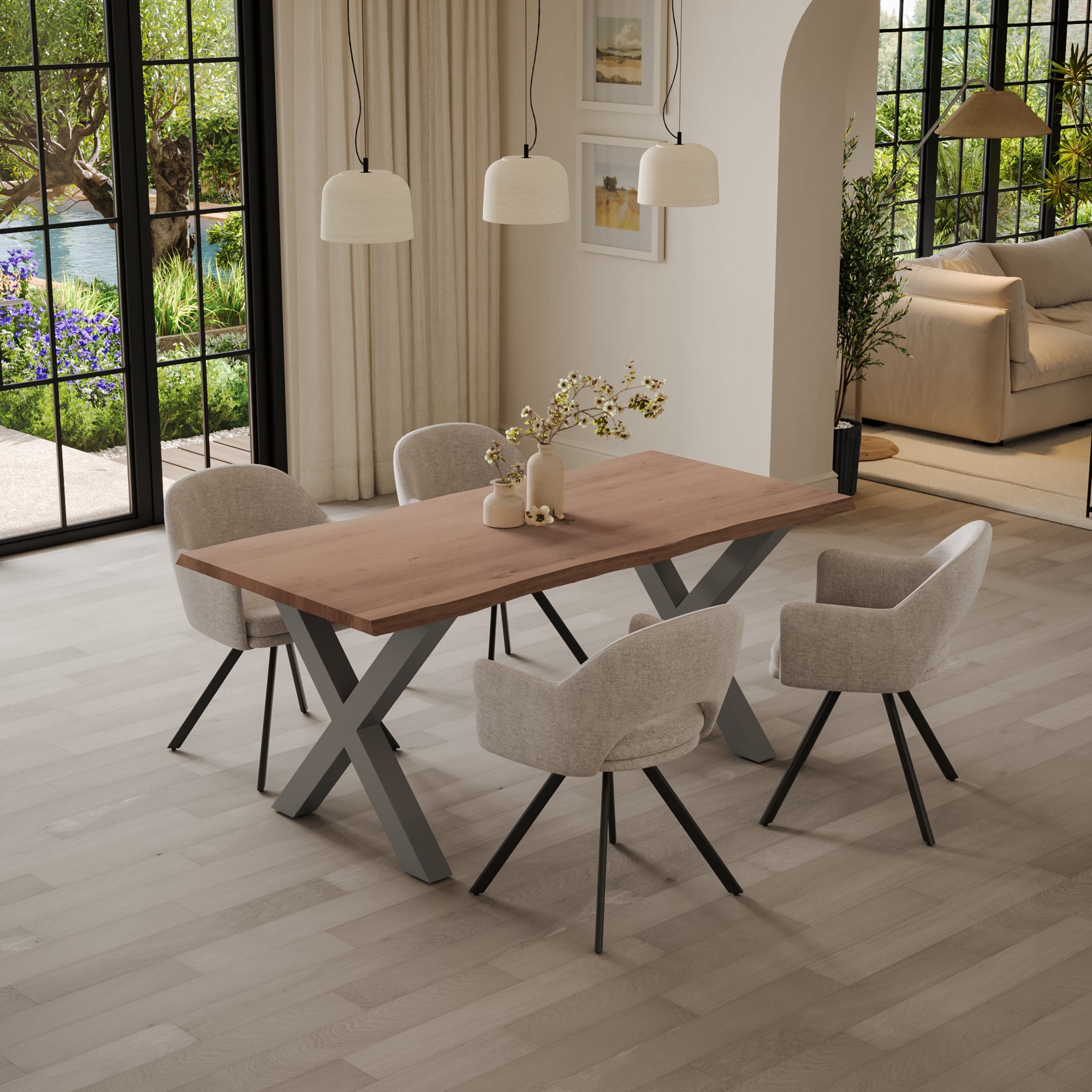 | #Farbe_stonefarben | #Größe_220(320)x100 | #Gestell_X-Gestell Silber