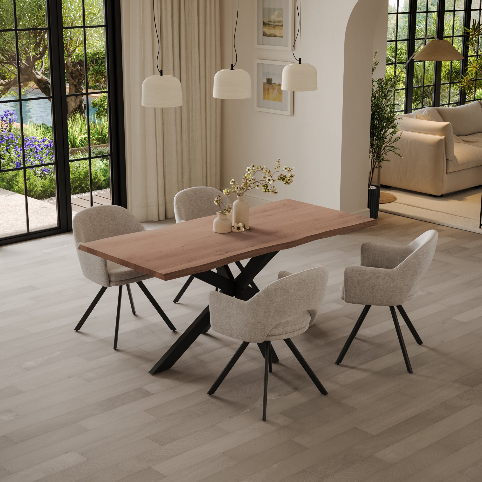 | #Farbe_stonefarben | #Größe_200(300)x100 | #Gestell_Spider-Gestell Schwarz