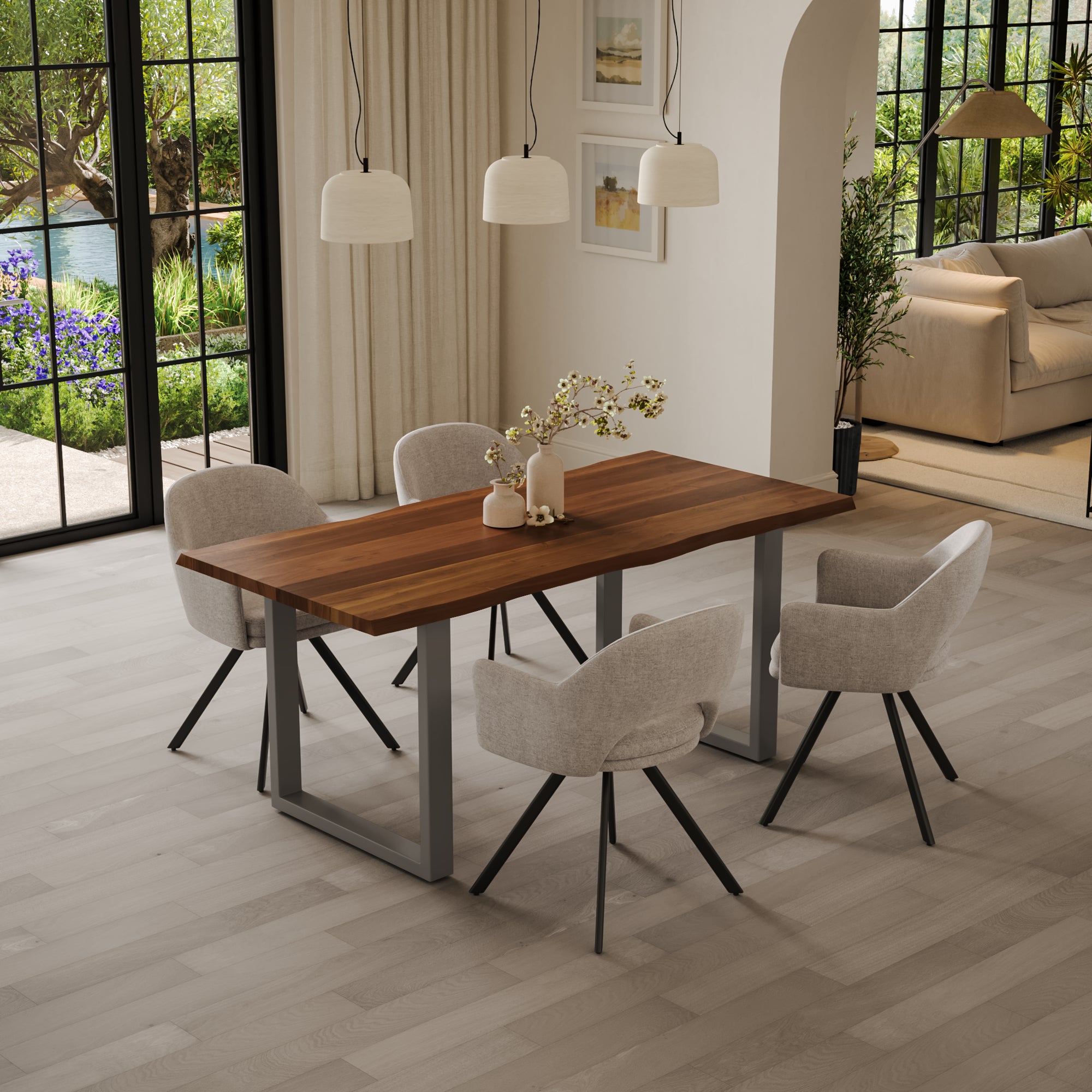 | #Farbe_nussbaumfarben | #Größe_160(260)x90 | #Gestell_U-Gestell Silber