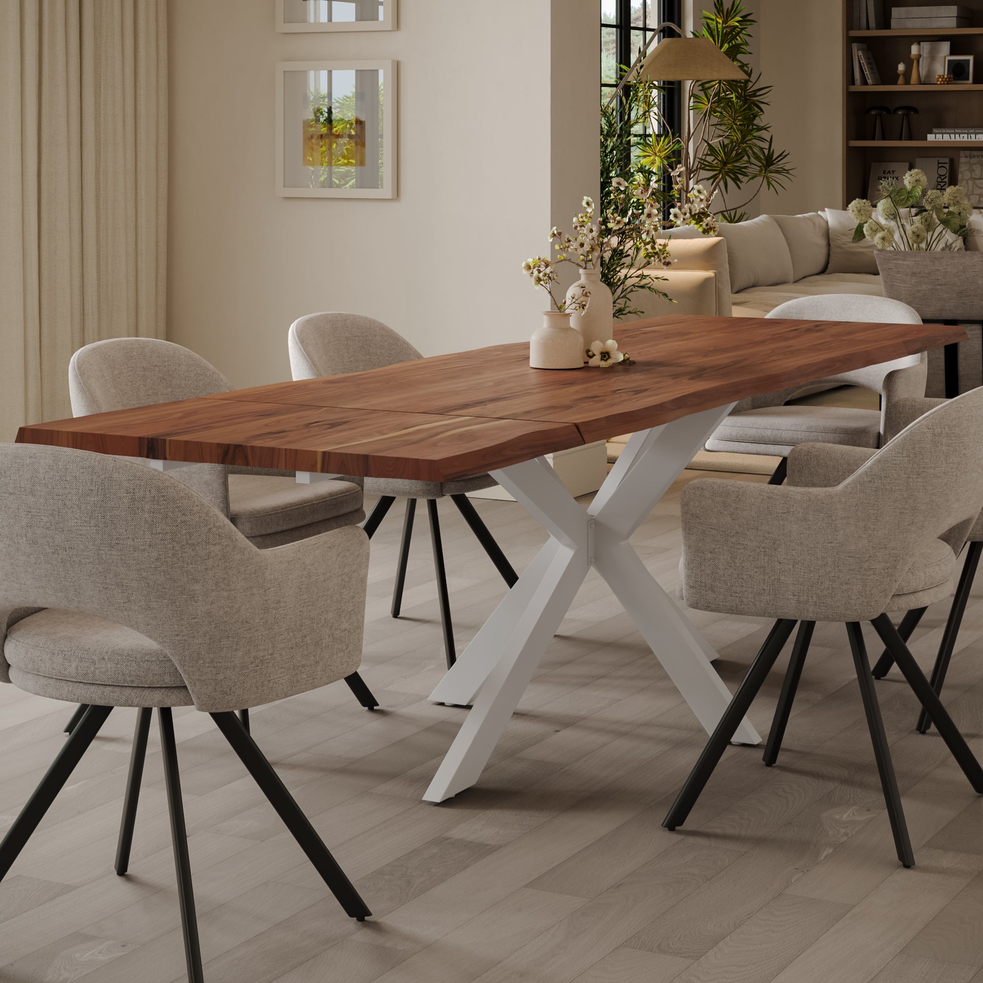 | #Farbe_nougatfarben | #Größe_200(300)x100 | #Gestell_Spider-Gestell Weiß