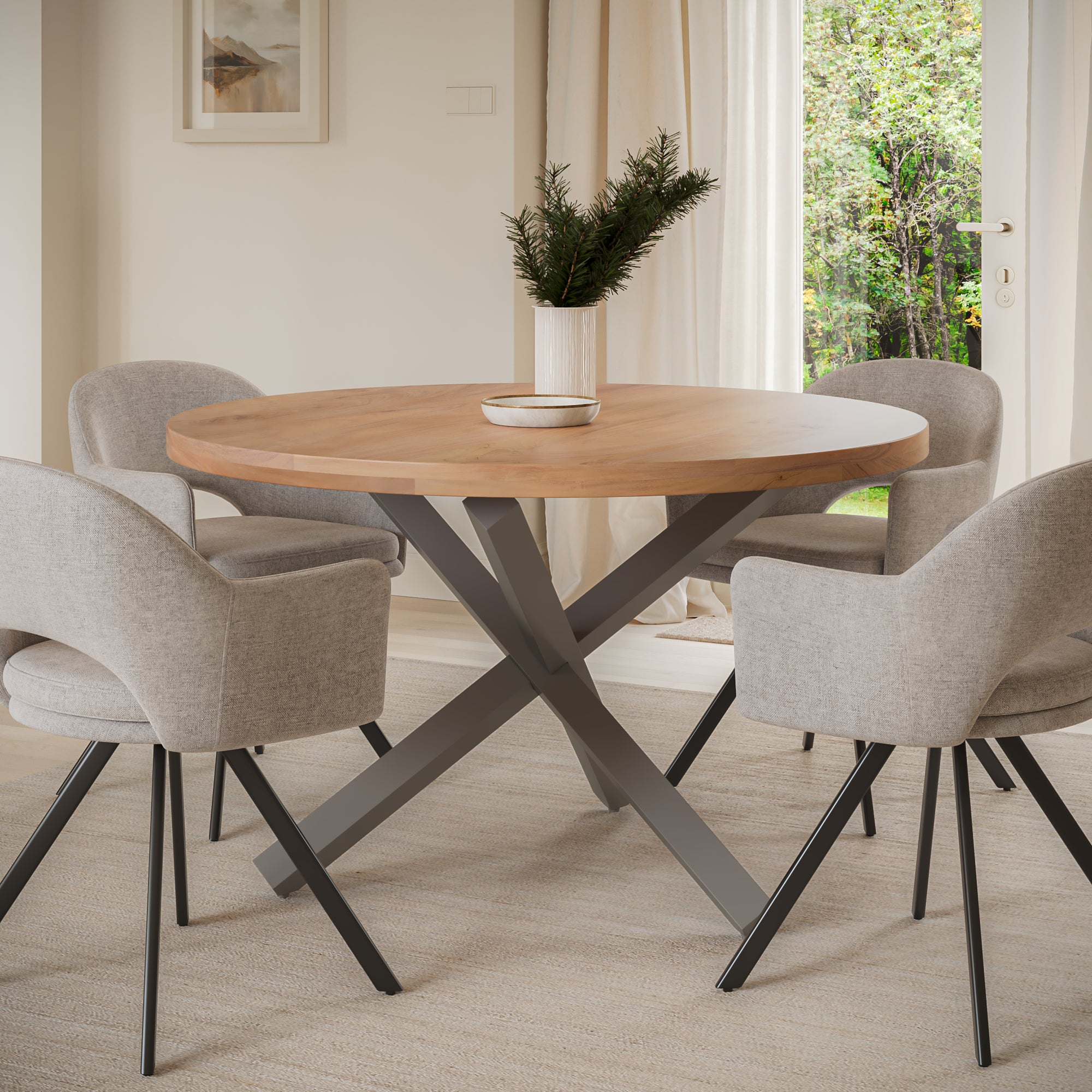 | #Farbe_naturfarben | #Größe_140x140 | #Gestell_Stern-Gestell Silber