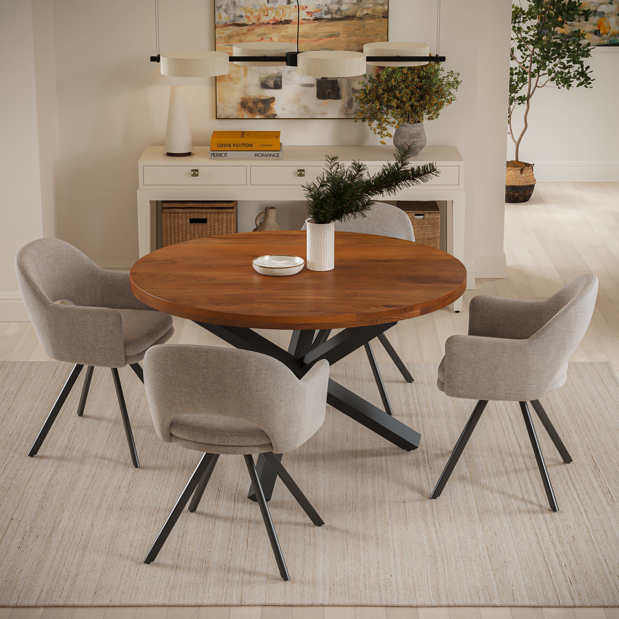 | #Farbe_nussbaumfarben | #Größe_130x130 | #Gestell_Stern-Gestell Schwarz