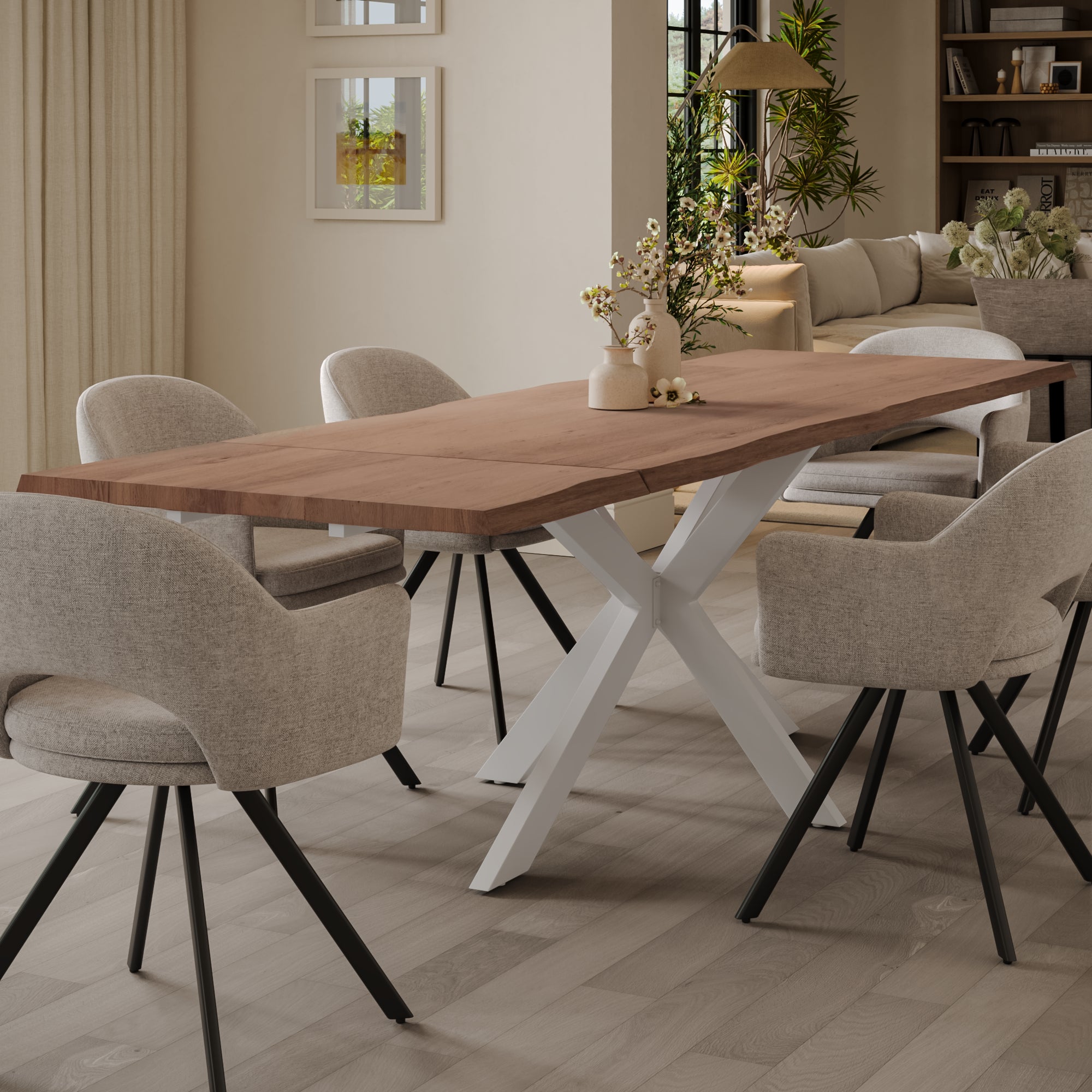 | #Farbe_stonefarben | #Größe_160(260)x90 | #Gestell_Spider-Gestell Weiß